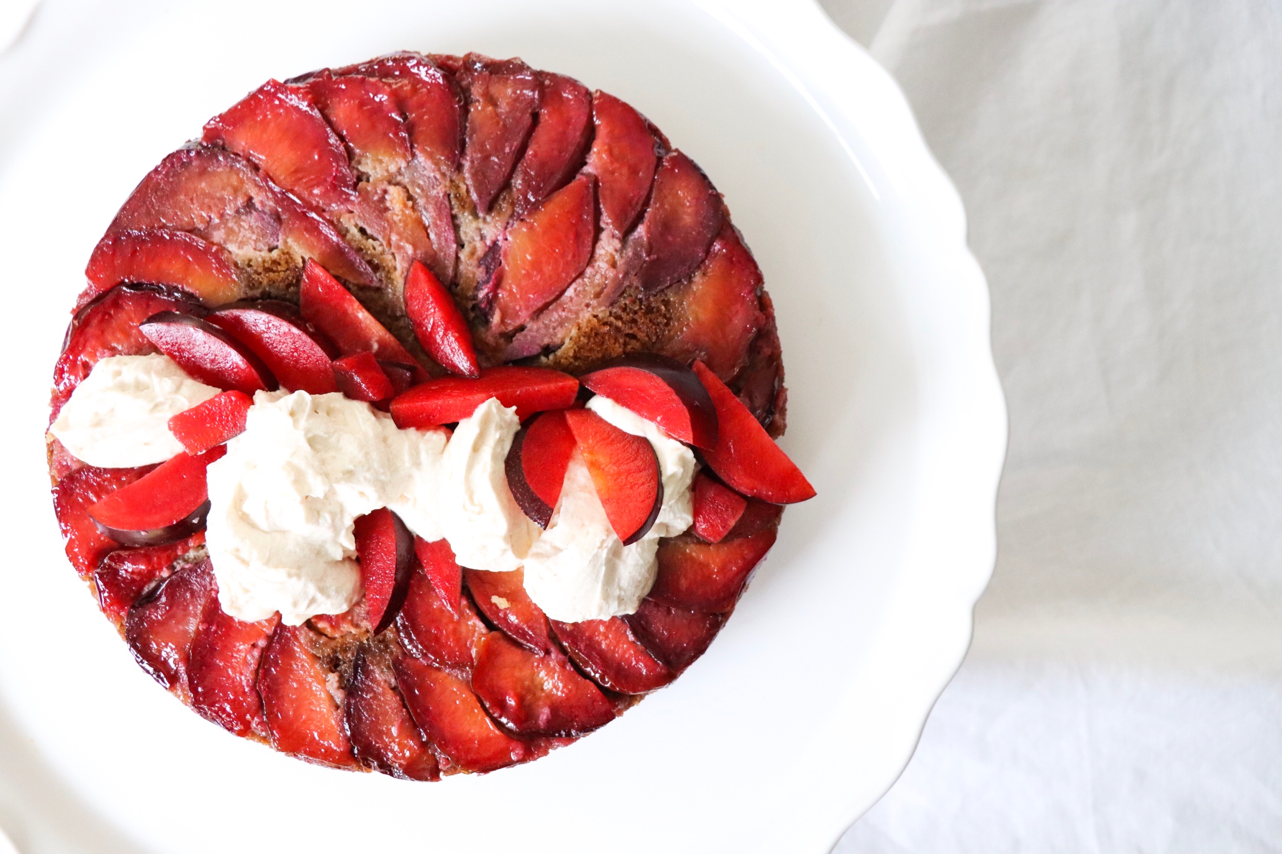 Plum Upside Down Cake (GF, RSF, Lactose Free)