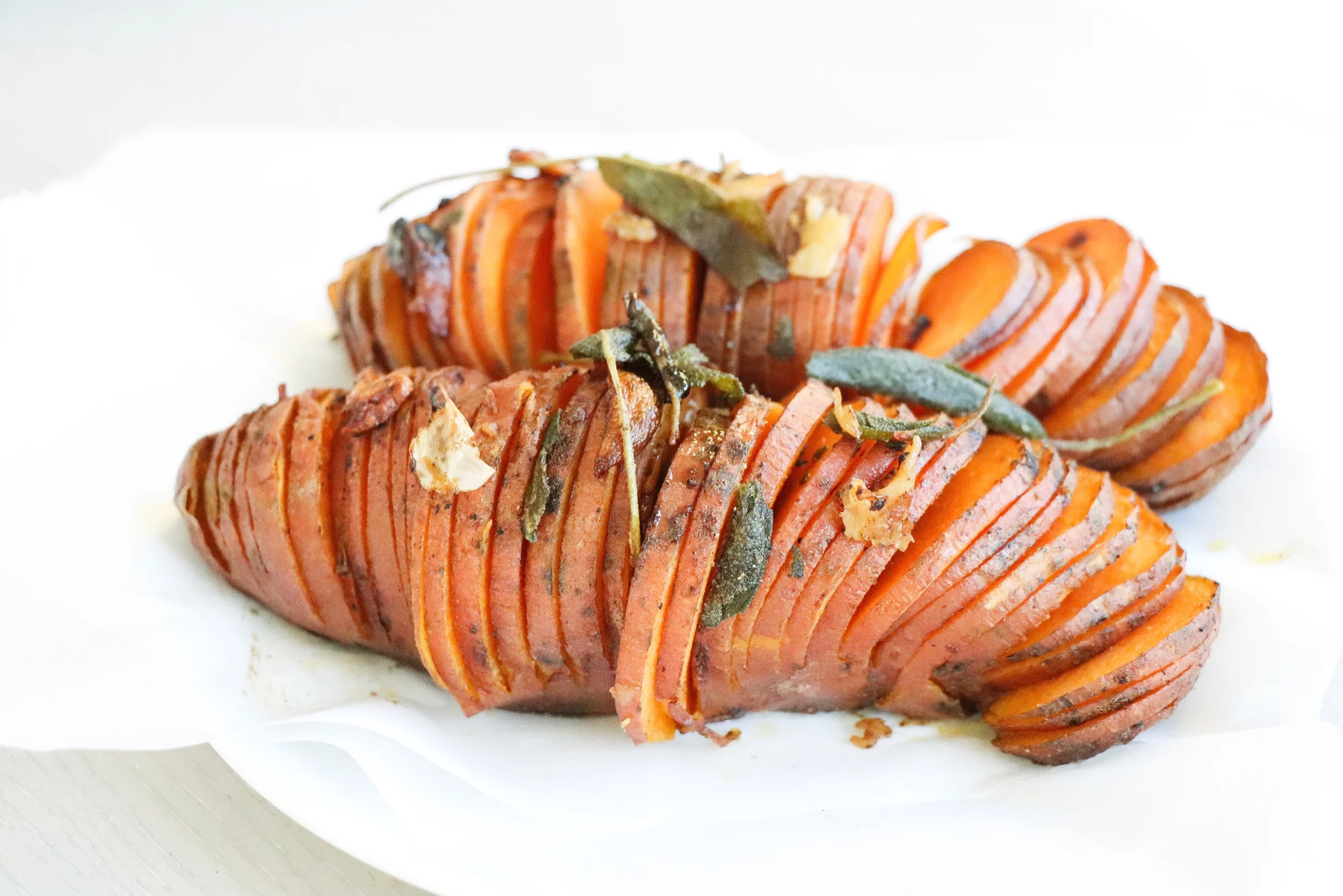 Brown Butter &amp; Sage Hasselback Sweet Potatoes