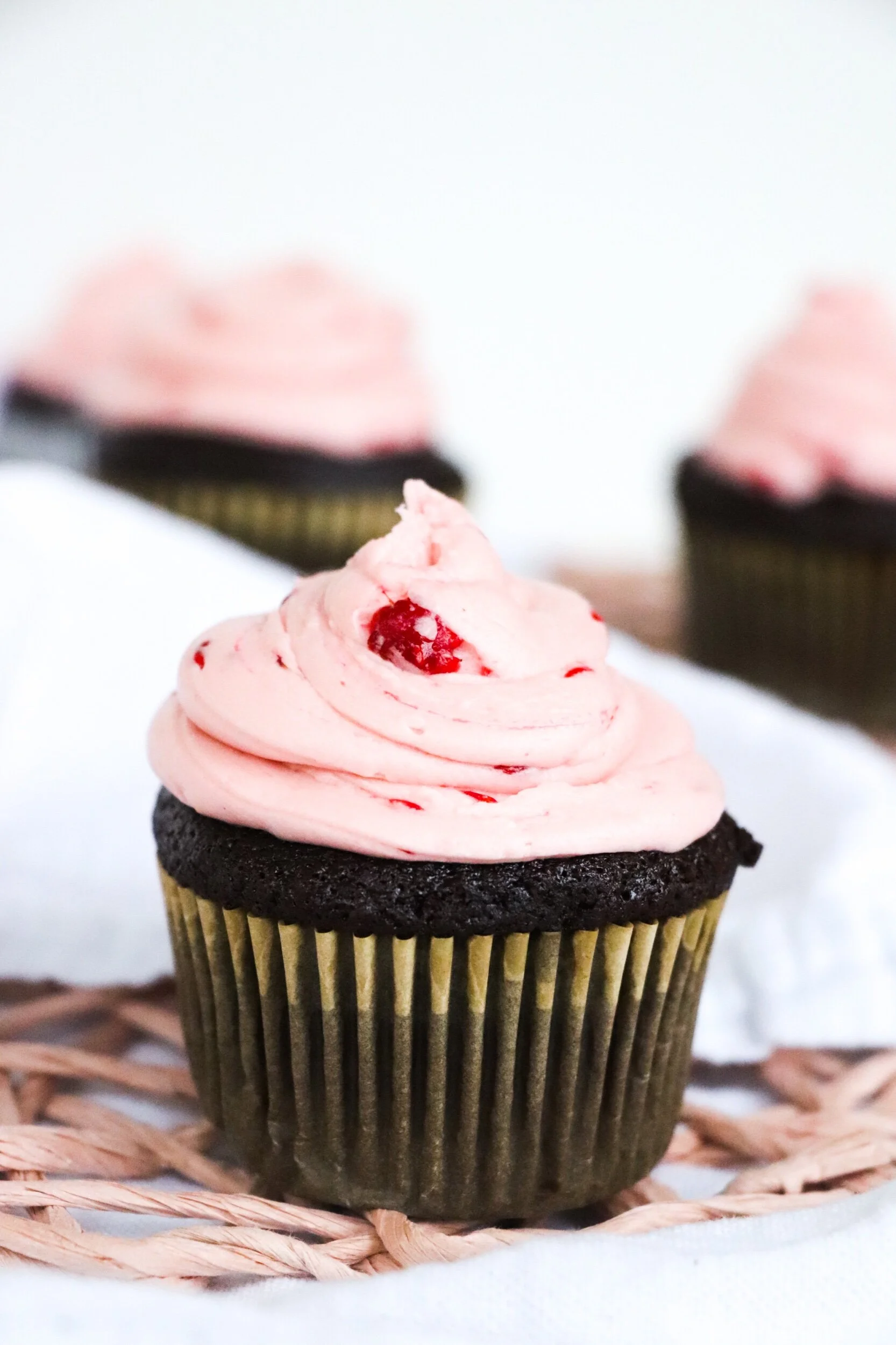 Raspberry filled Chocolate Cupcakes