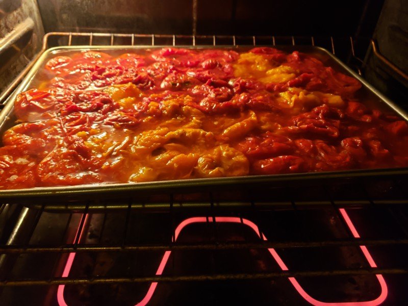 3. The tomatoes cook down and start to become saucy.