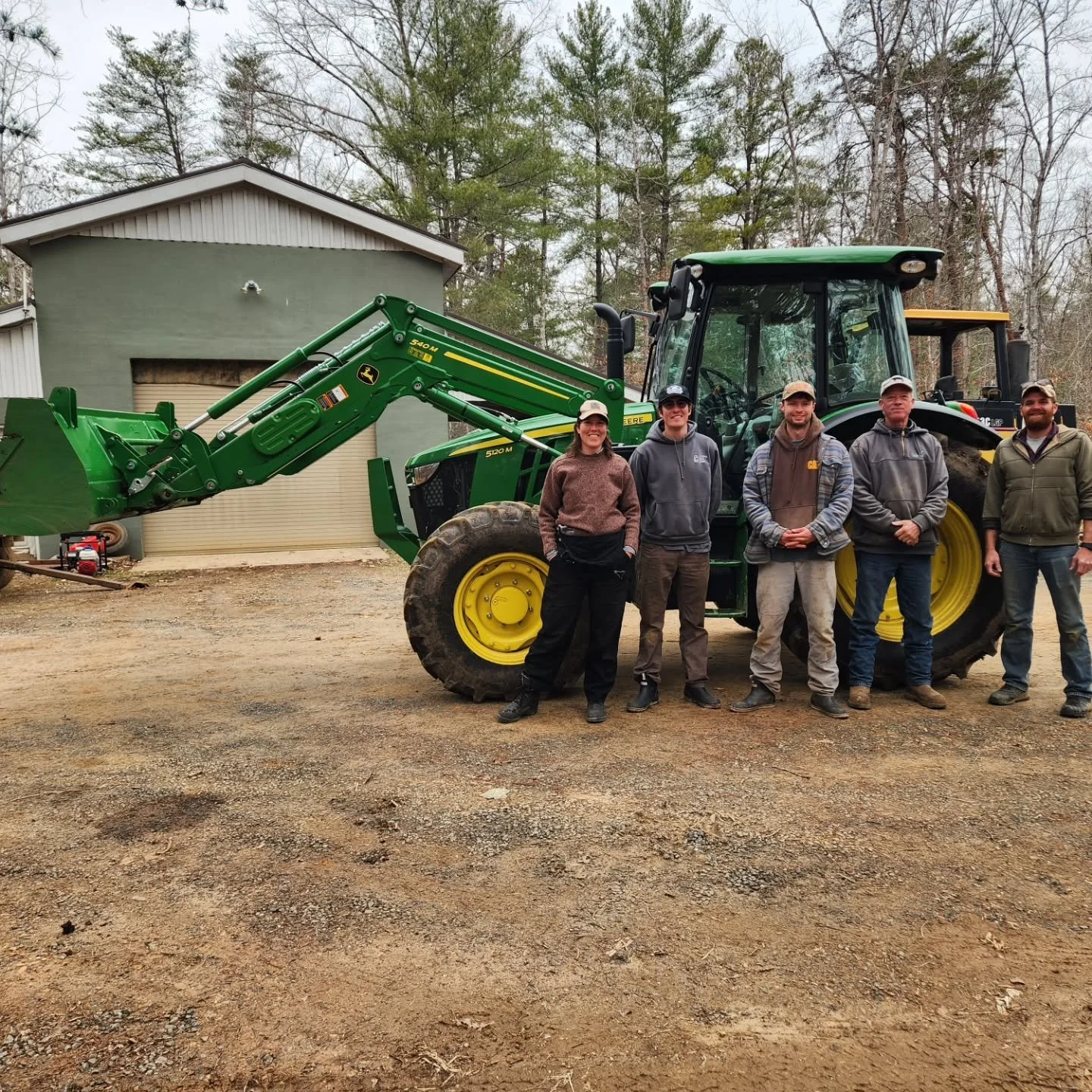 New tractor, who dis? 🚜 

We got this new 540M cab tractor with front loader and traded in our old cab tractor. We also got the grapple attachment (see second slide), which will help us immensely with moving around logs and piles of brush. 

This mo