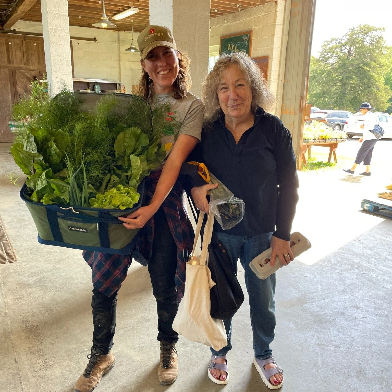 In case you were wondering what a full veggie share looks like 😮

Full Veggie Share = 10 items
Half Veggie Share = 6 items

Some "item" examples are a bunch of greens or scallions, 1-2 heads of lettuce, a large head of cabbage, a bunch of 
