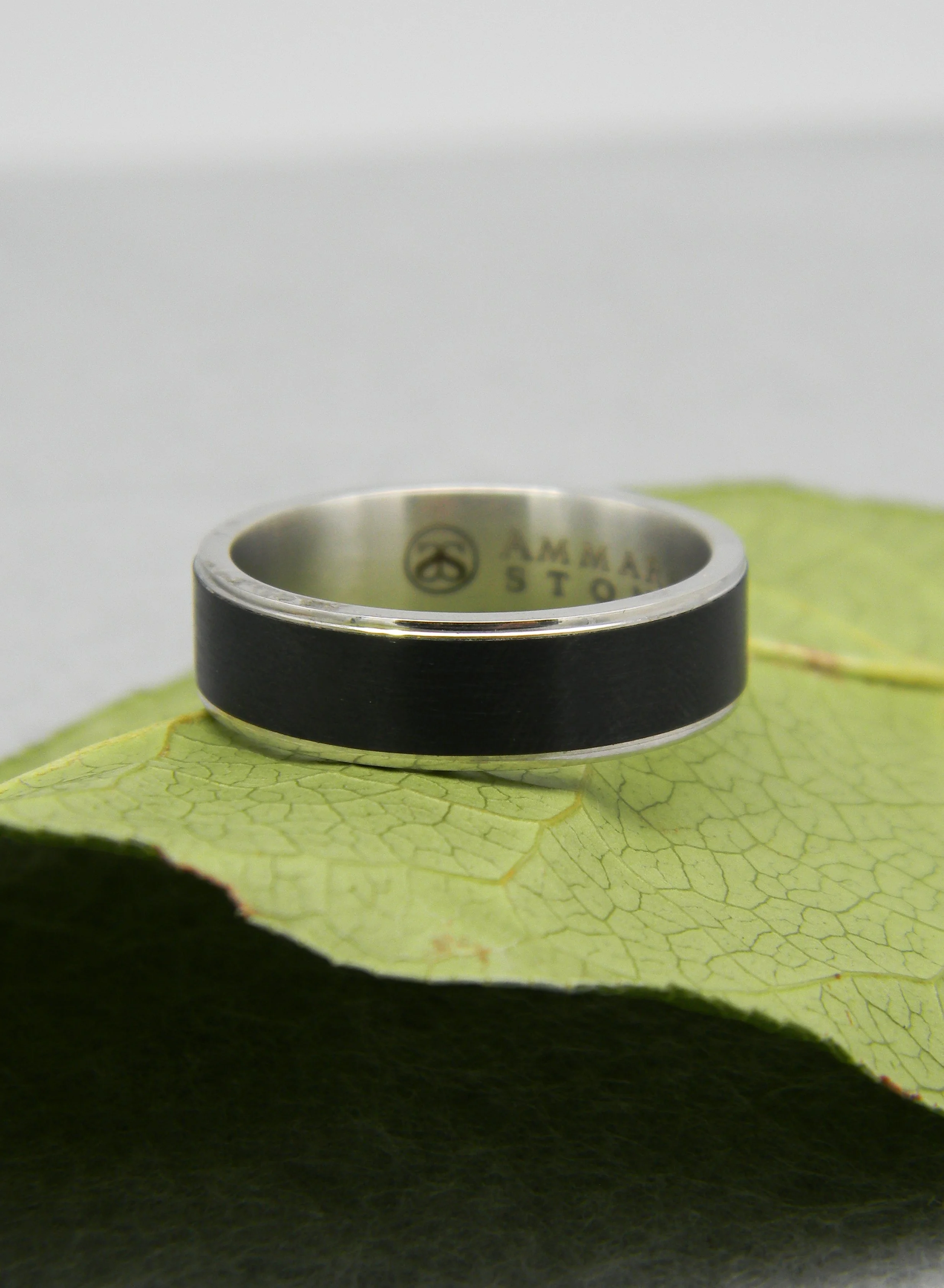 Black Tantalum & White Gold Band