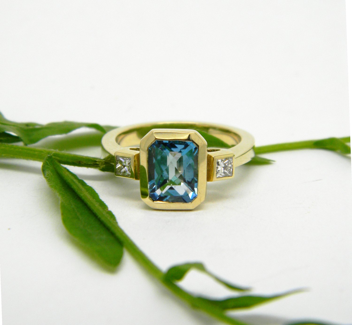 Blue Topaz and Diamond Ring