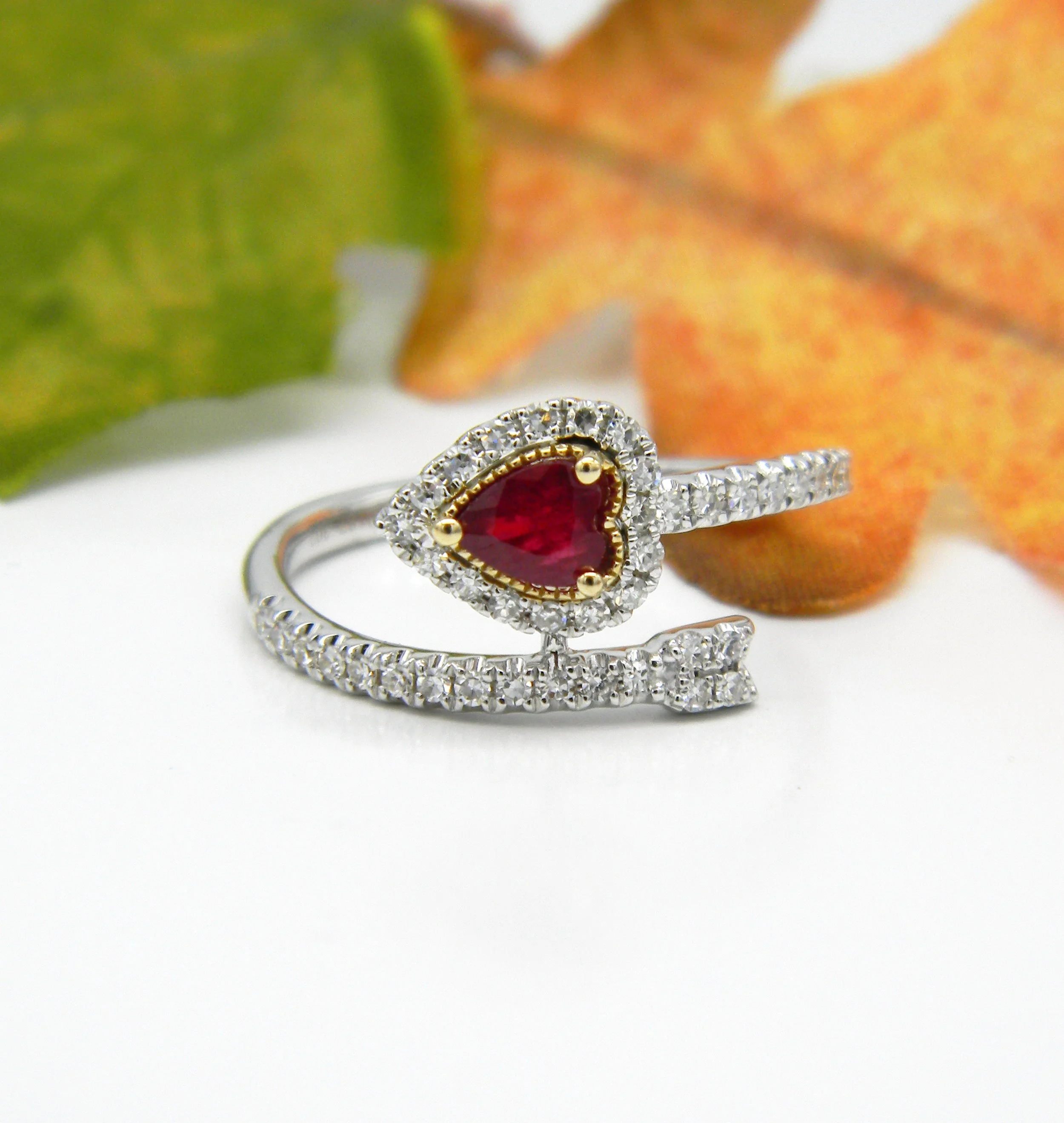 Ruby and Diamond Arrow Ring