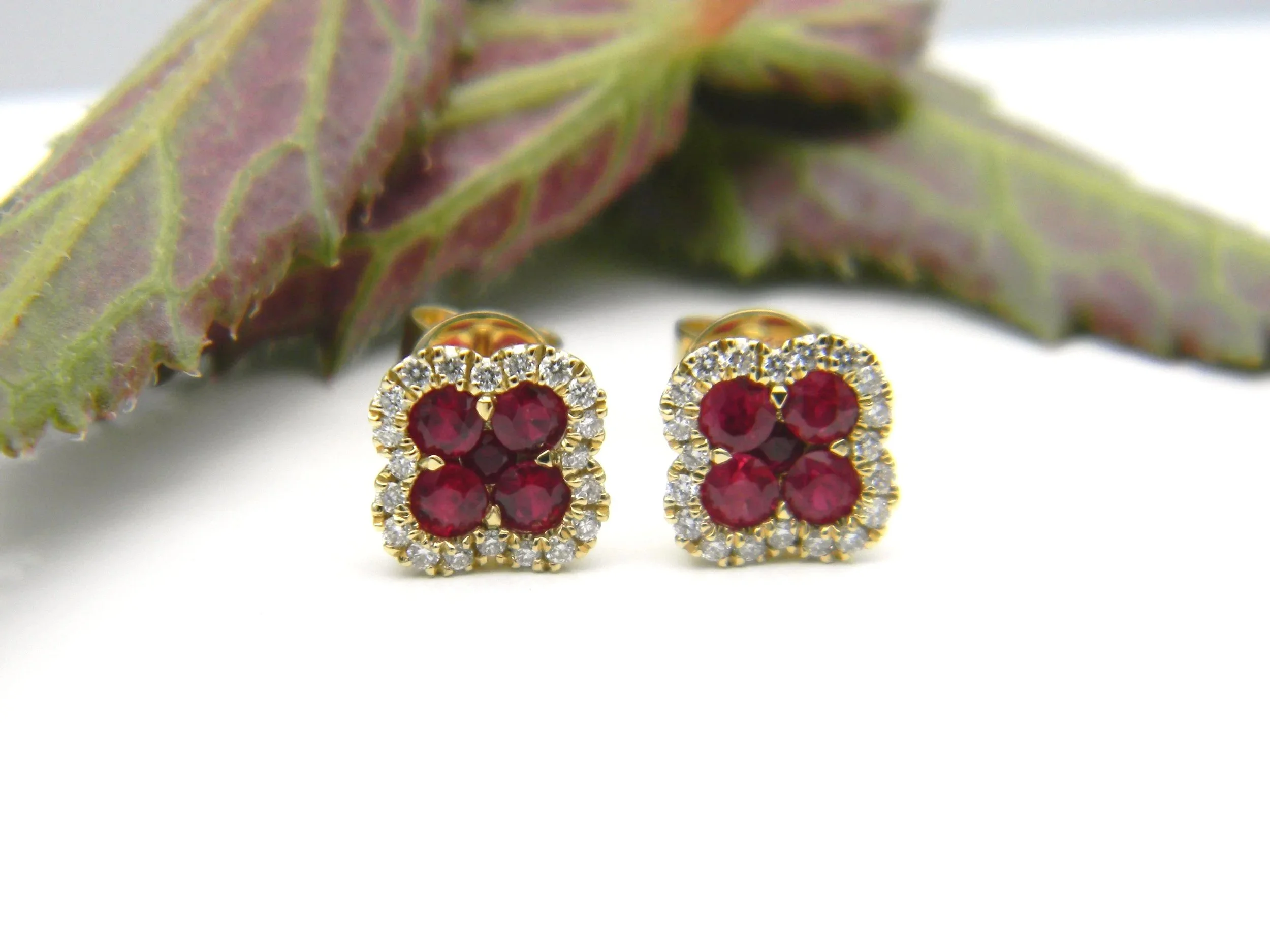 Ruby and Diamond Stud Earrings