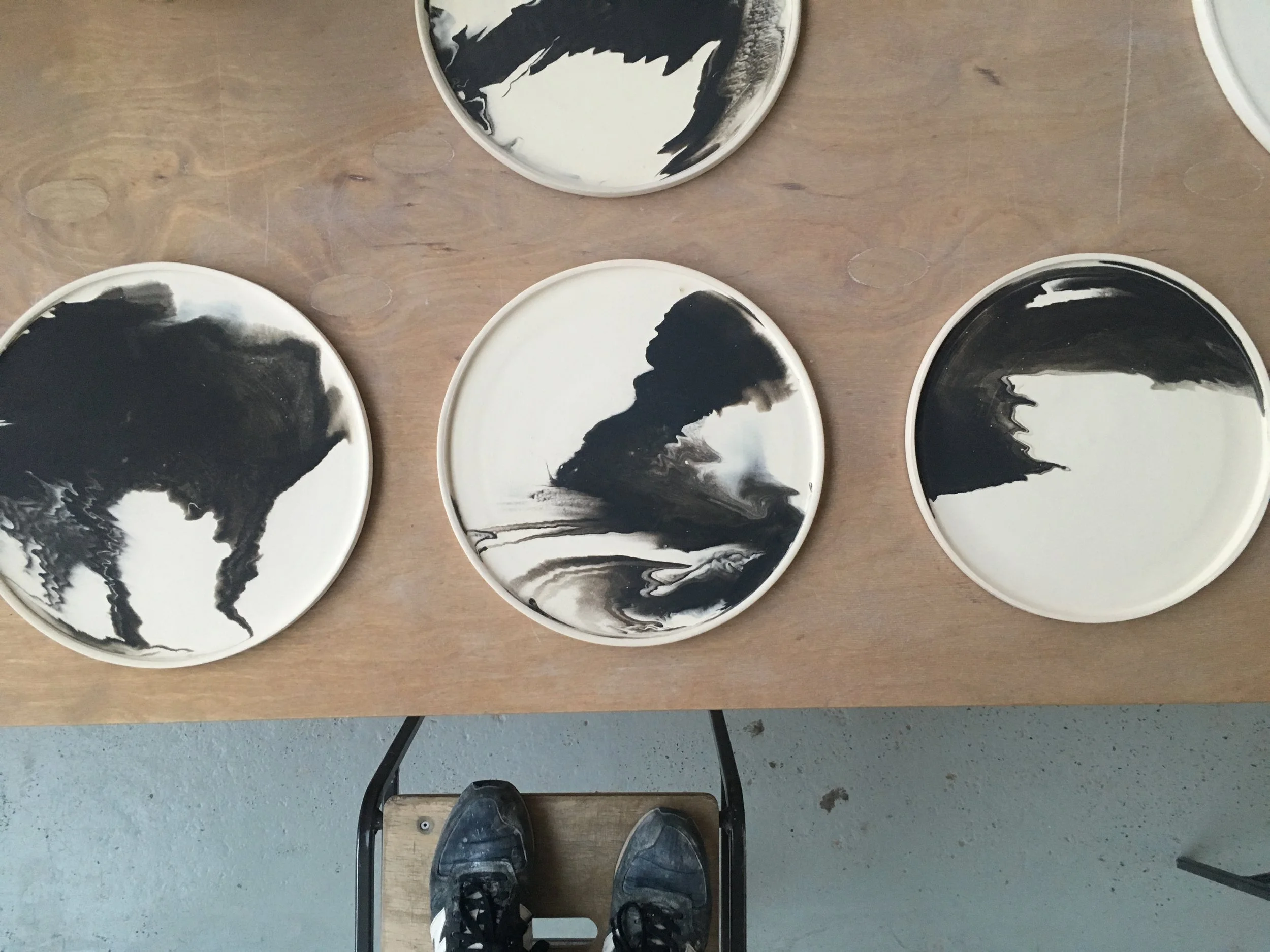 Triptych I. ‘ The clouds never expect it when it rains. But the sea changes colours. But the sea does not change.’ (2019) ⌀29cm