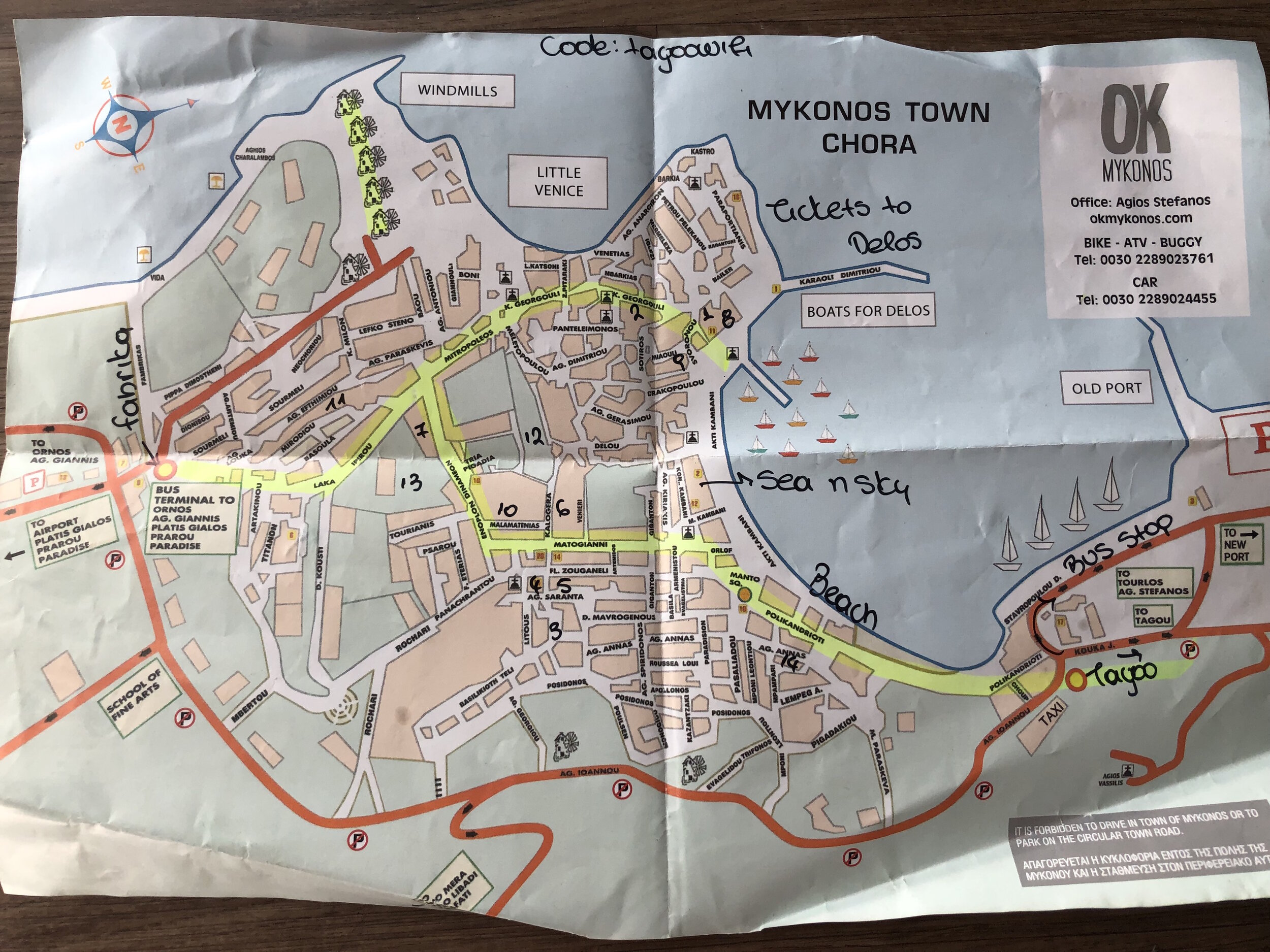 Tourist Map Of Mykonos