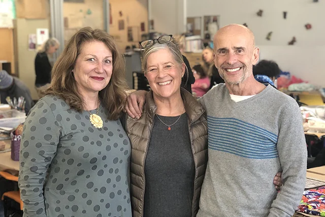 Elizabeth Brodersen, the next Executive Director of Creative Growth, with Jane Timberlake, Board President, and Tom di Maria, Director of External Relations