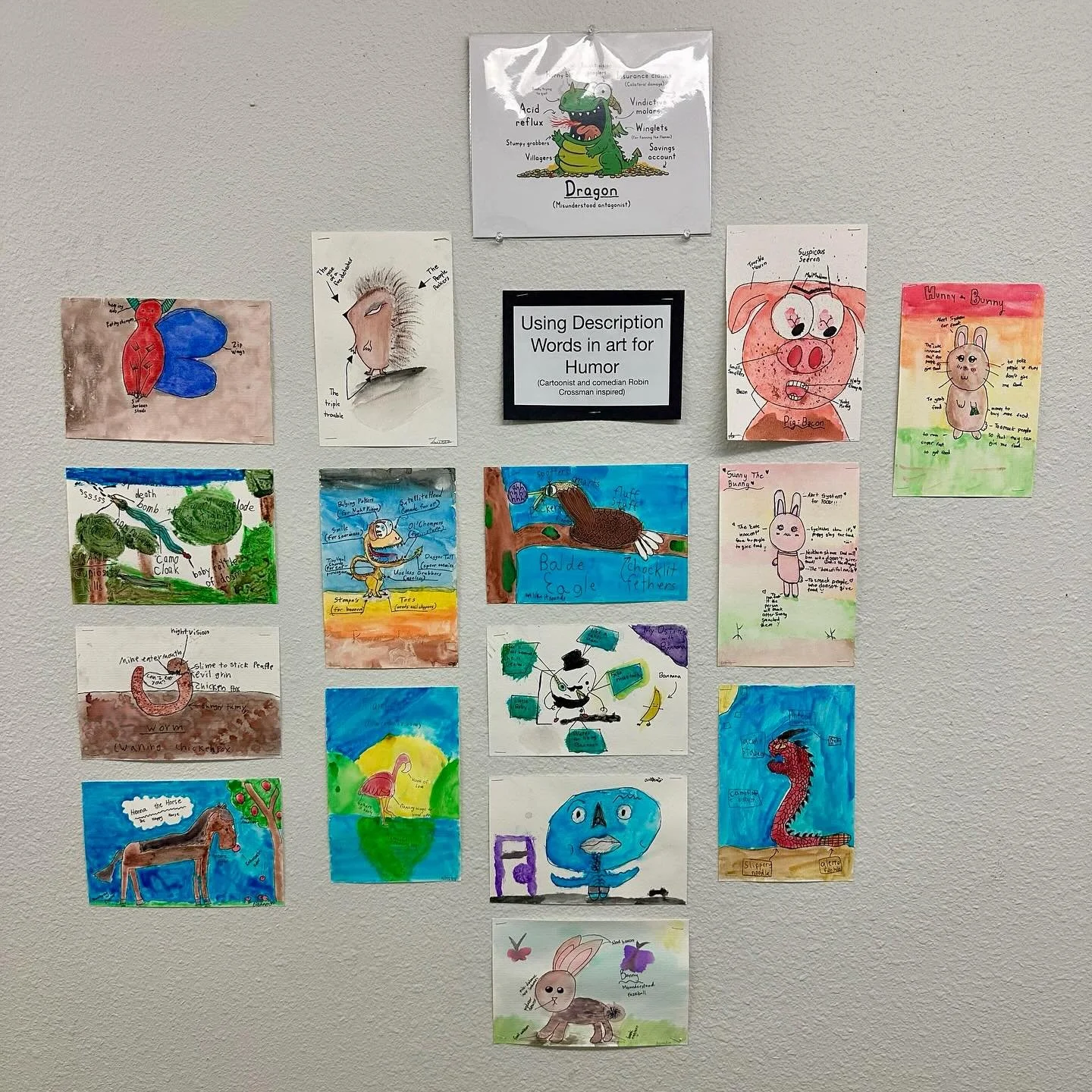 Inspired! How fun is this? A brilliant - and obviously very cool - teacher in Washington State used my work as inspiration to teach her 5th grade class how to create their very own Wordy Art. Thanks for the laughs! I love it. #yyjart #yyjartist #robi