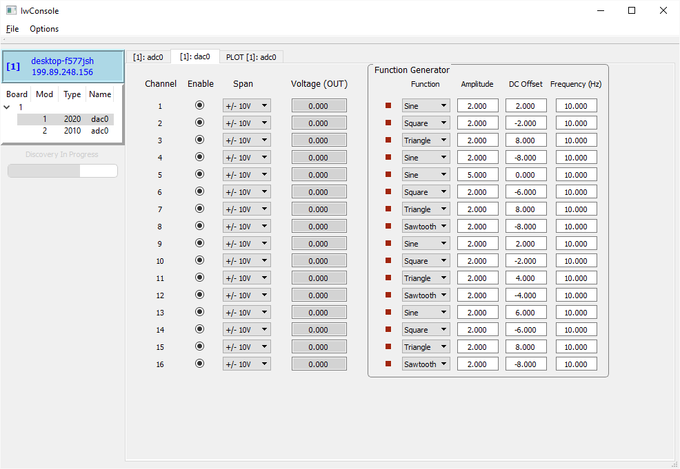 Digital to Analog GET Console GUI