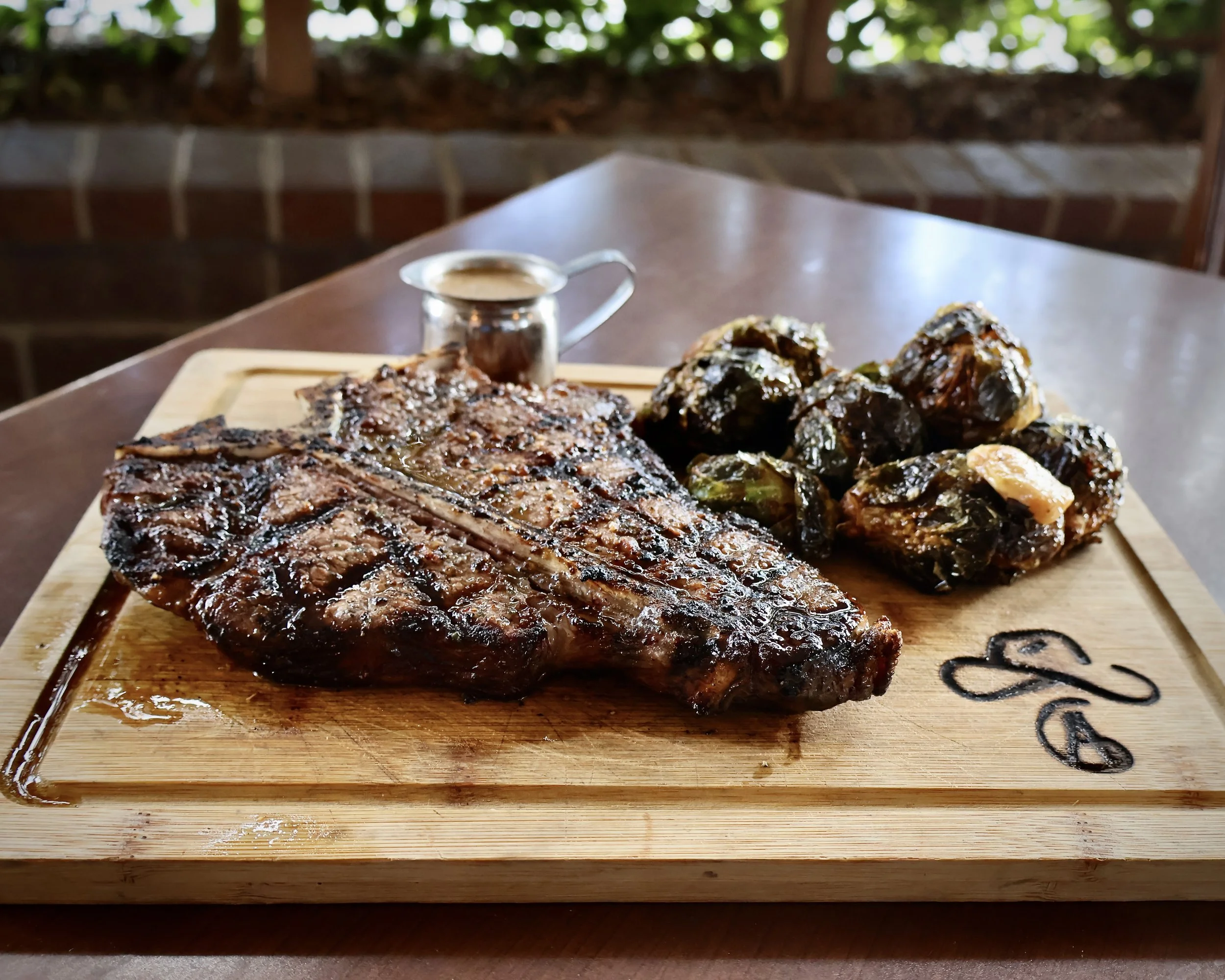 Ribeye with deep fried brussel sprouts
