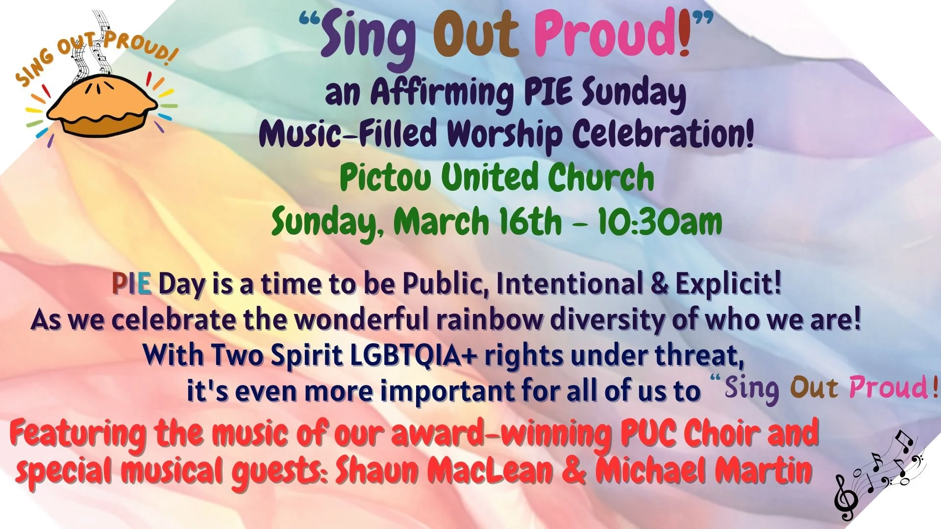Celebrating Affirming PIE Day Worship - Pictou United Church, NS