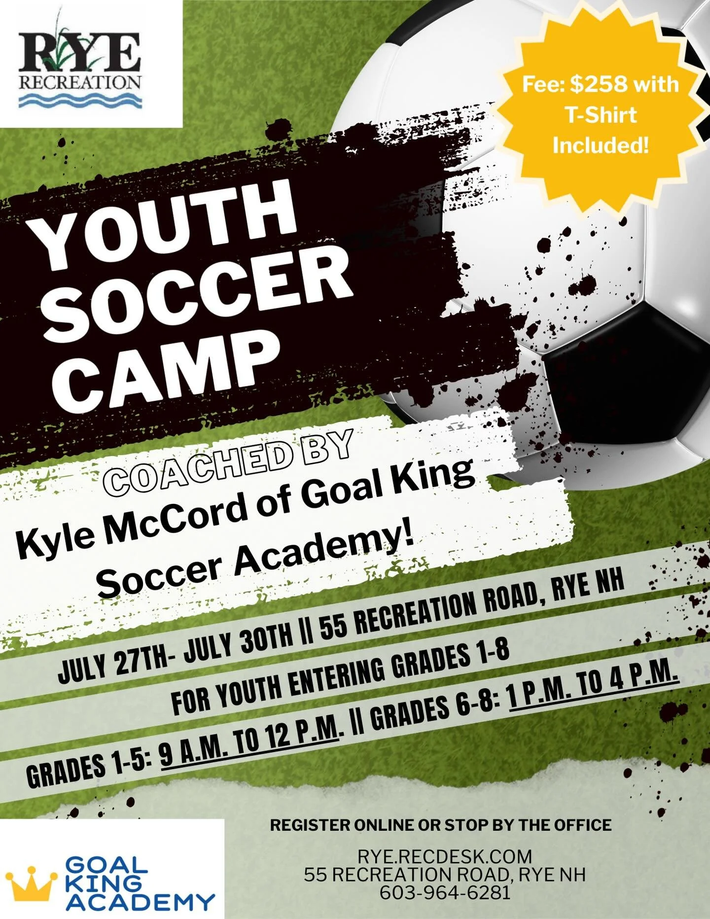 Goal King Academy is excited to be partnering with Rye Recreation once again to host their summer camp! ⚽️🔥

It&rsquo;s going to be a great week filled with fun, development, and high-quality training for all players involved. We&rsquo;re looking fo