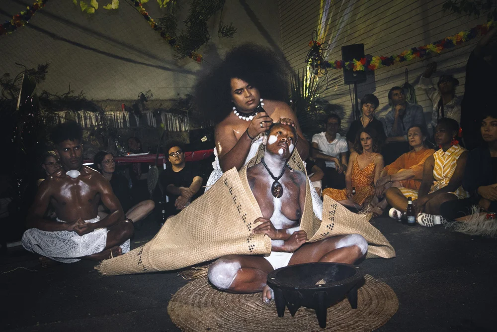 Stelly G performance at The Final Edit: TECH-KNOW-NATURES, 2018, Firstdraft, Sydney, curated by Troppo Galaktika. Photo Lexi Lephor