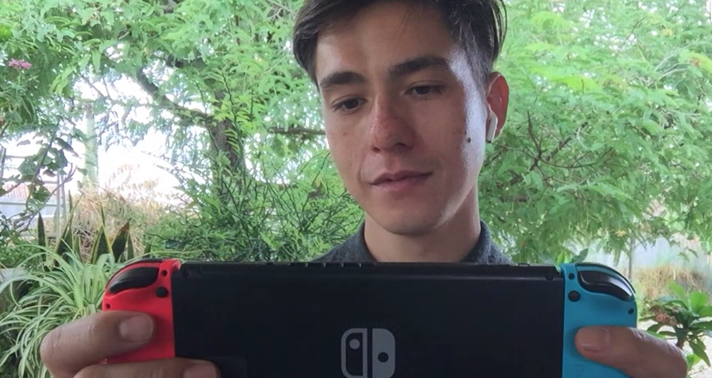 Nathan Beard and his Nintendo Switch. Photo: Firstdraft