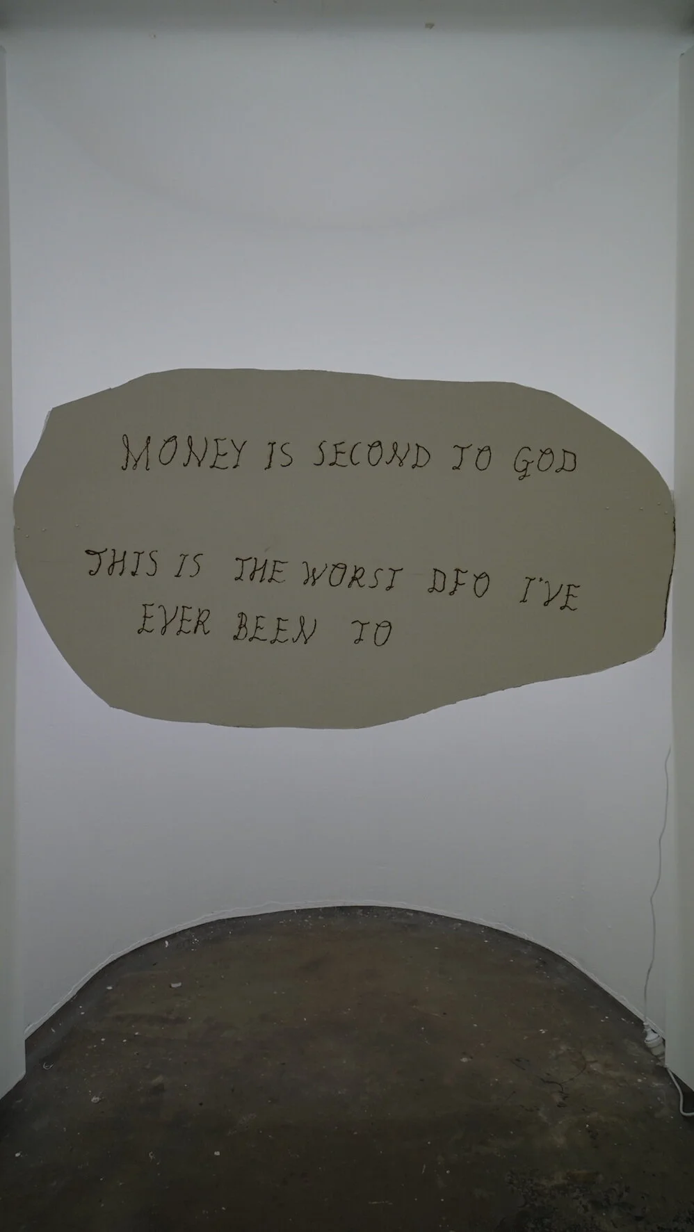 Athena Thebus,  TOTAL DEVOTION: Elvira, Jindalee, QLD , 2016, gyprock, sun, magnifying glass, installation view of  Athena in Thorns , Firstdraft. Photo: Zan Wimberley. Courtesy the artist