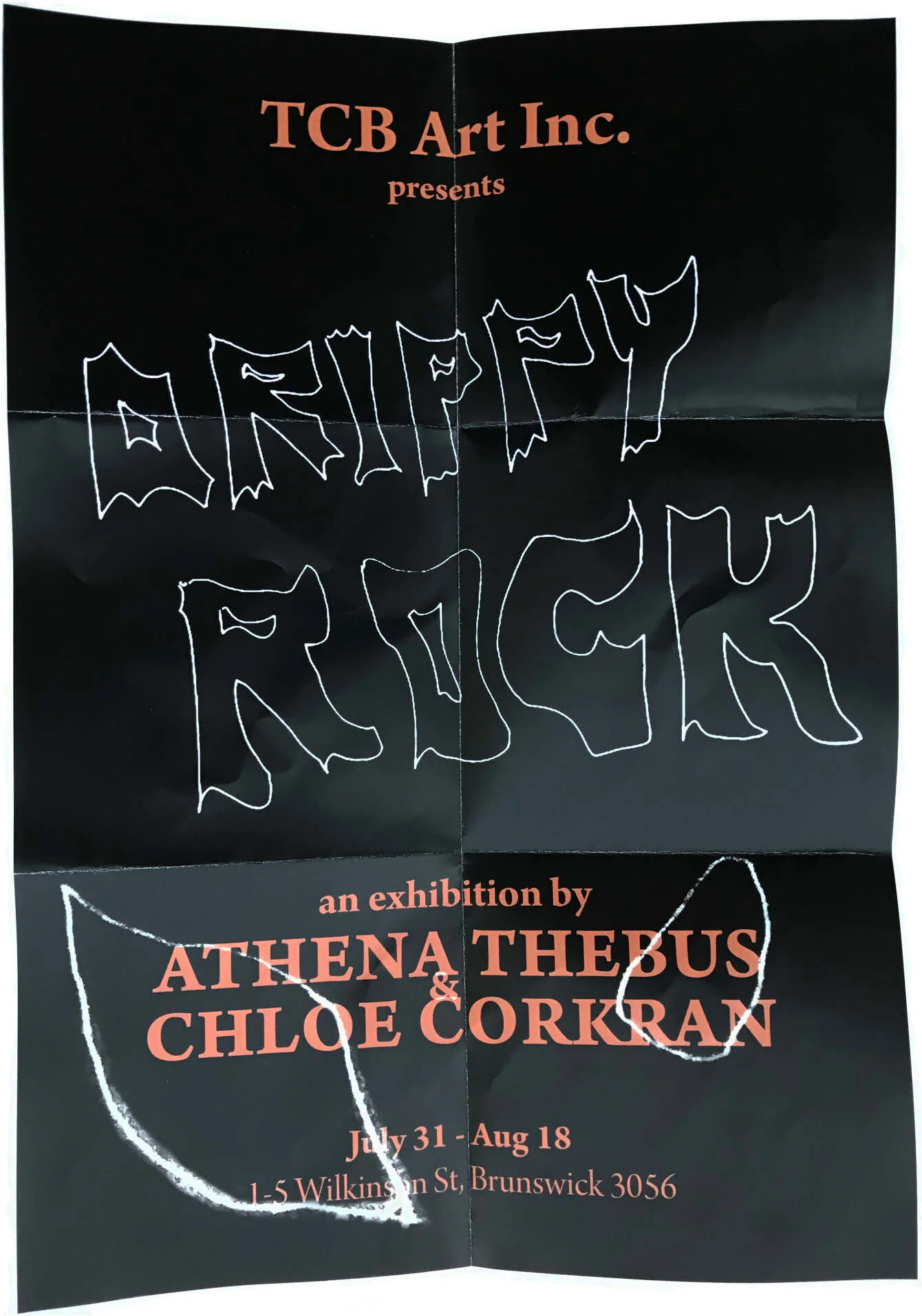 Poster from Athena Thebus and Chloe Corkan’s  Drippy Rock , 2019, TCB Art Inc., Melbourne. Courtesy the artists.