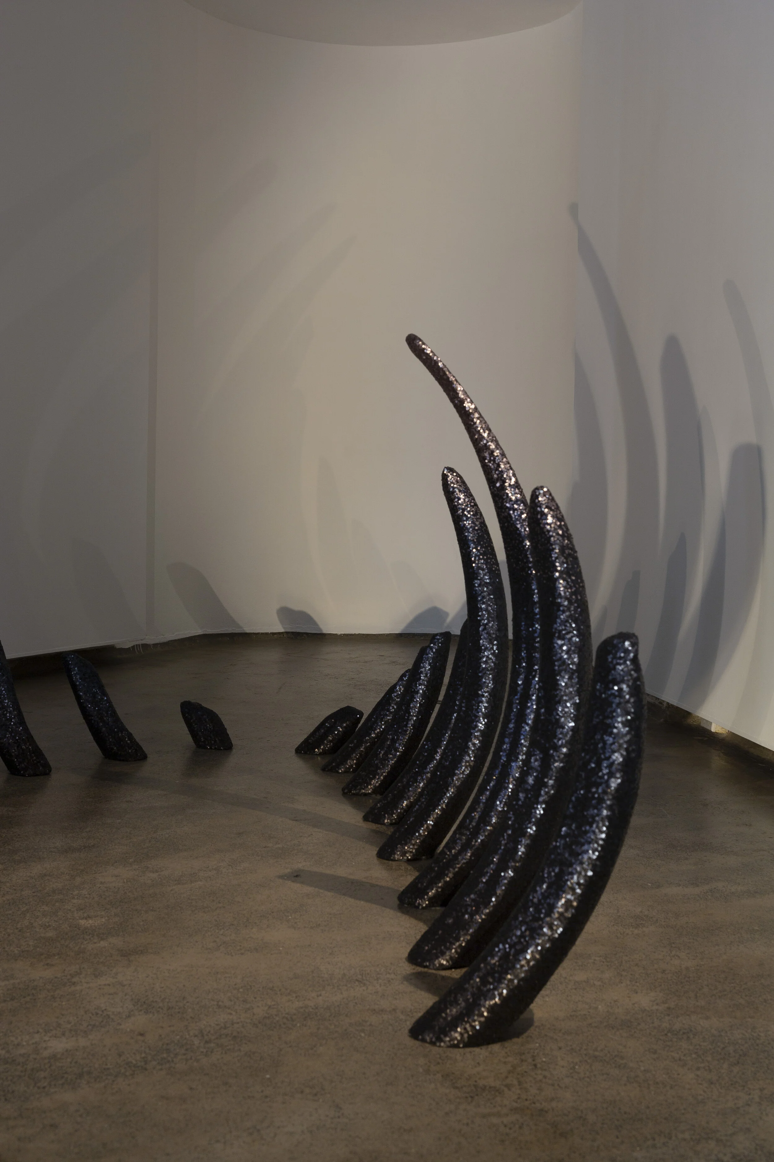 Tamara Baillie,  Ribwreck , 2020, HCFC free polystyrene, sequins, fishing sinkers, sound 250 × 400 × 100 cm (approx.), installation view, Firstdraft, Sydney. Photo: Jessica Maurer. Courtesy the artist.
