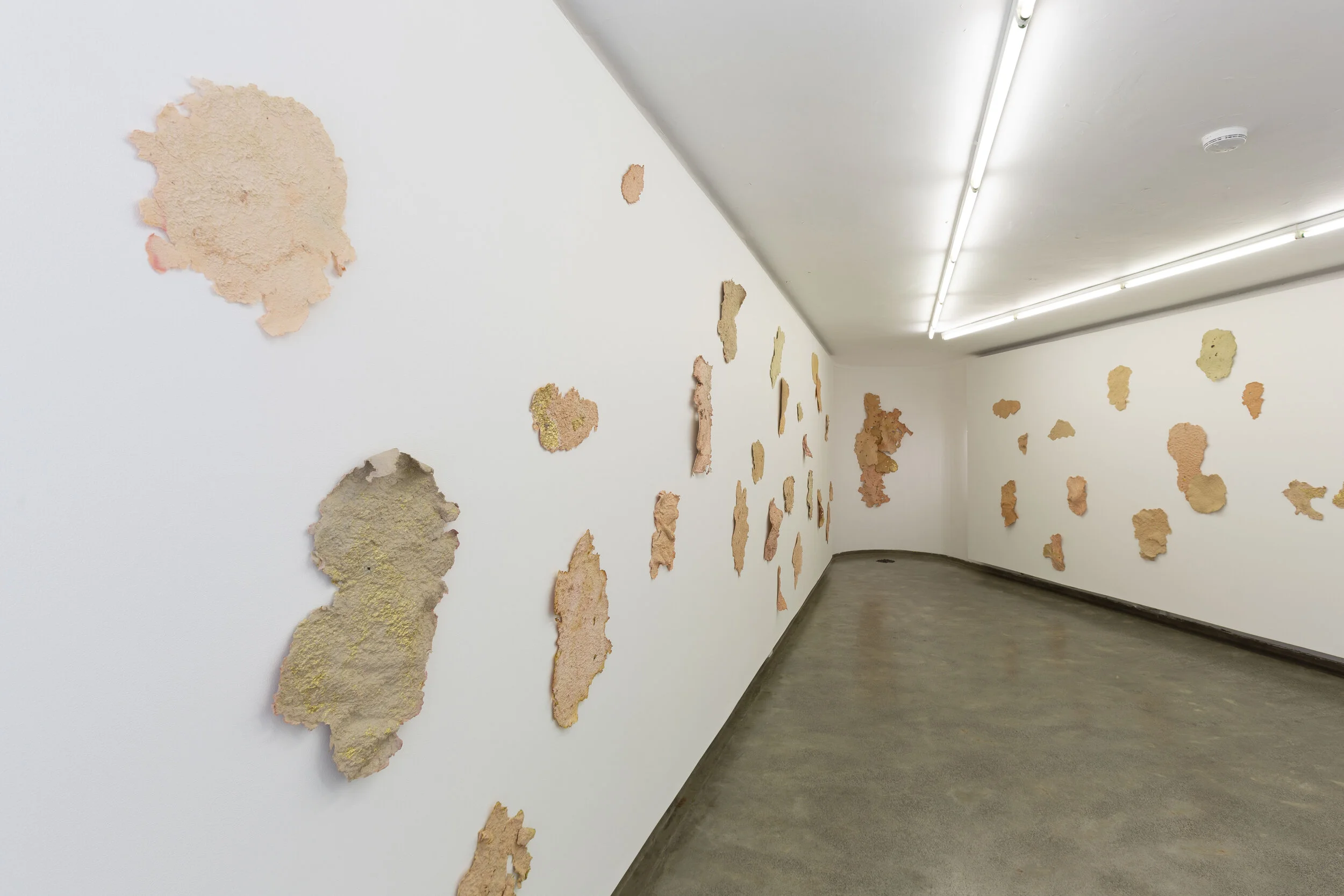 Linda Sok,  Corporeal/Spiritual , 2020, Joss paper, gold leaf, installation view, Firstdraft, Sydney. Photo: Jessica Maurer. Courtesy the artist.
