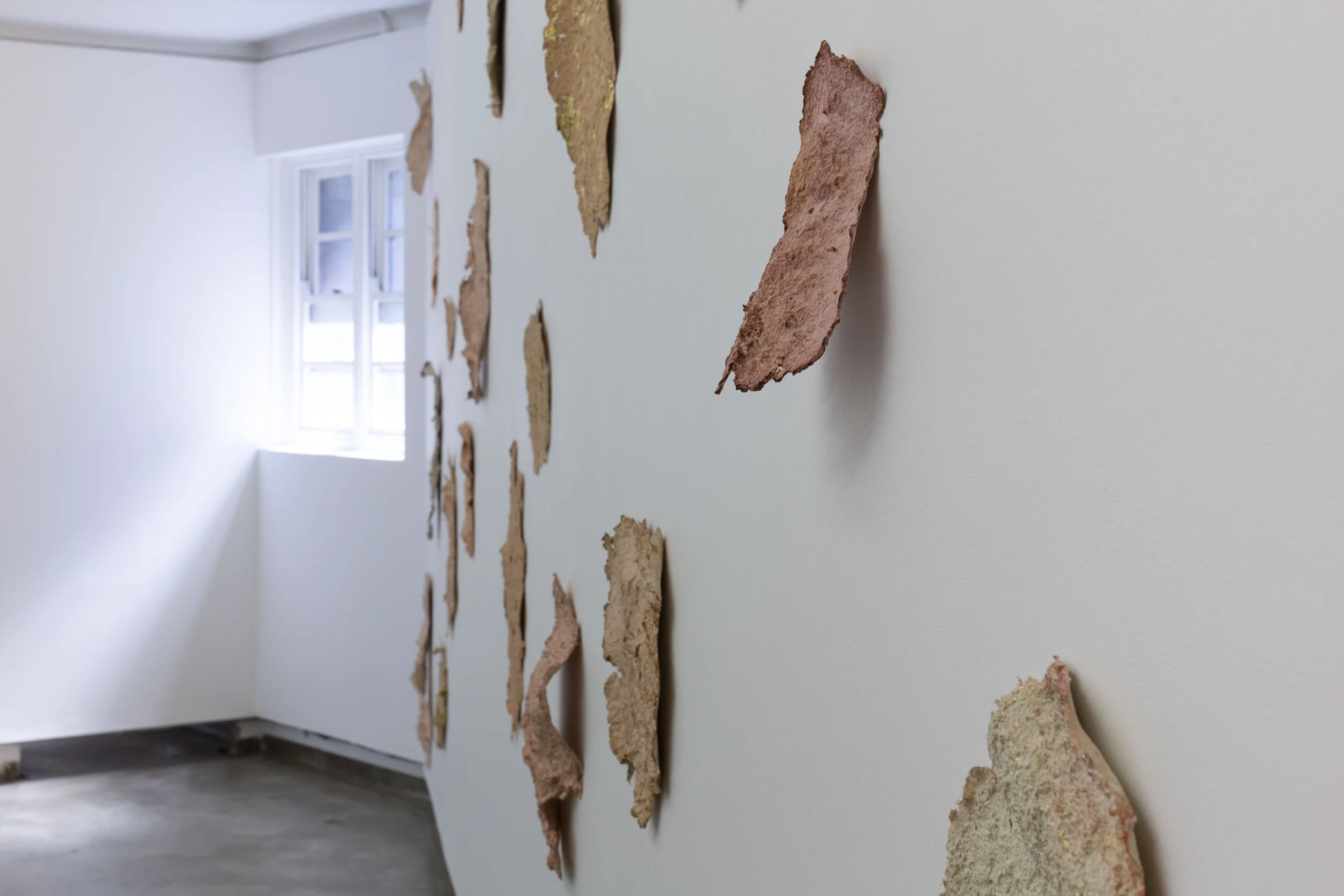 Linda Sok,  Corporeal/Spiritual , 2020, Joss paper, gold leaf, installation view (detail), Firstdraft, Sydney. Photo: Jessica Maurer. Courtesy the artist.