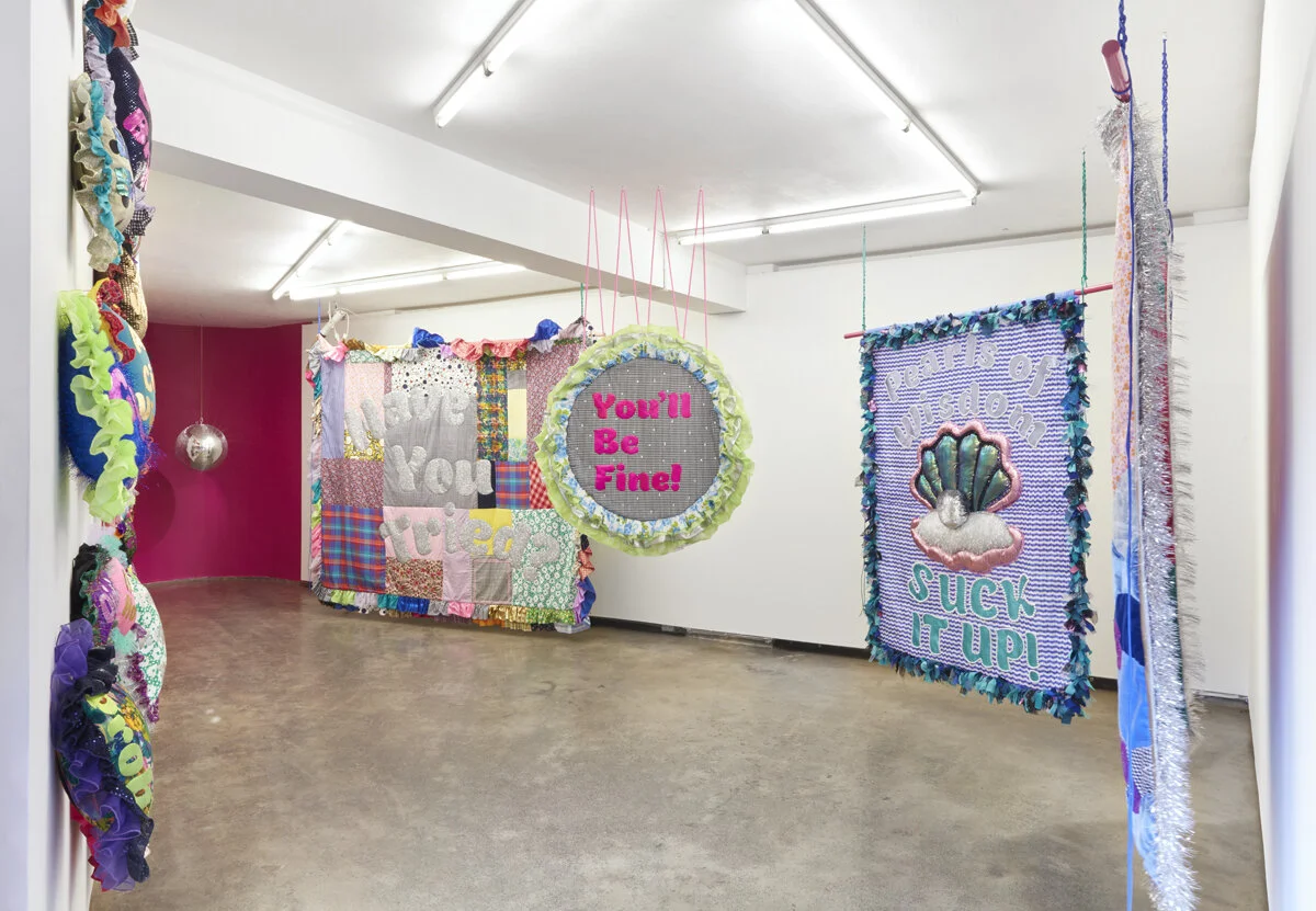 Amy Claire Mills,  Unsolicited Advice! , 2021, installation view, Firstdraft, Sydney. Photo: Zan Wimberley.