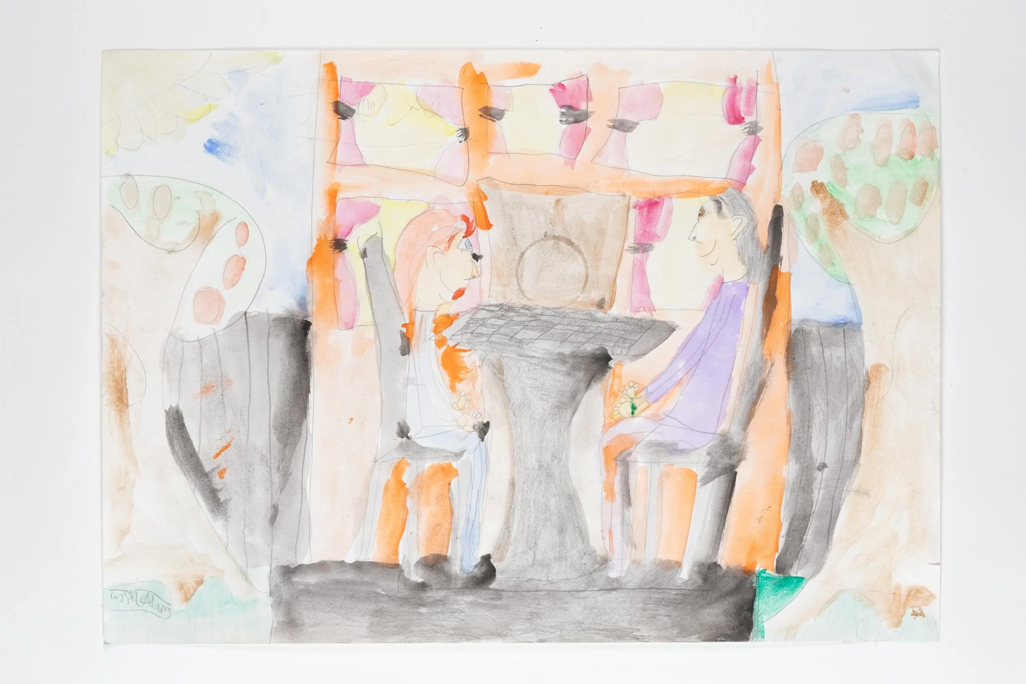 Crystal Leigh Adams, The chess game, 2025, watercolour on paper,  42.0 cm x 59.4 cm