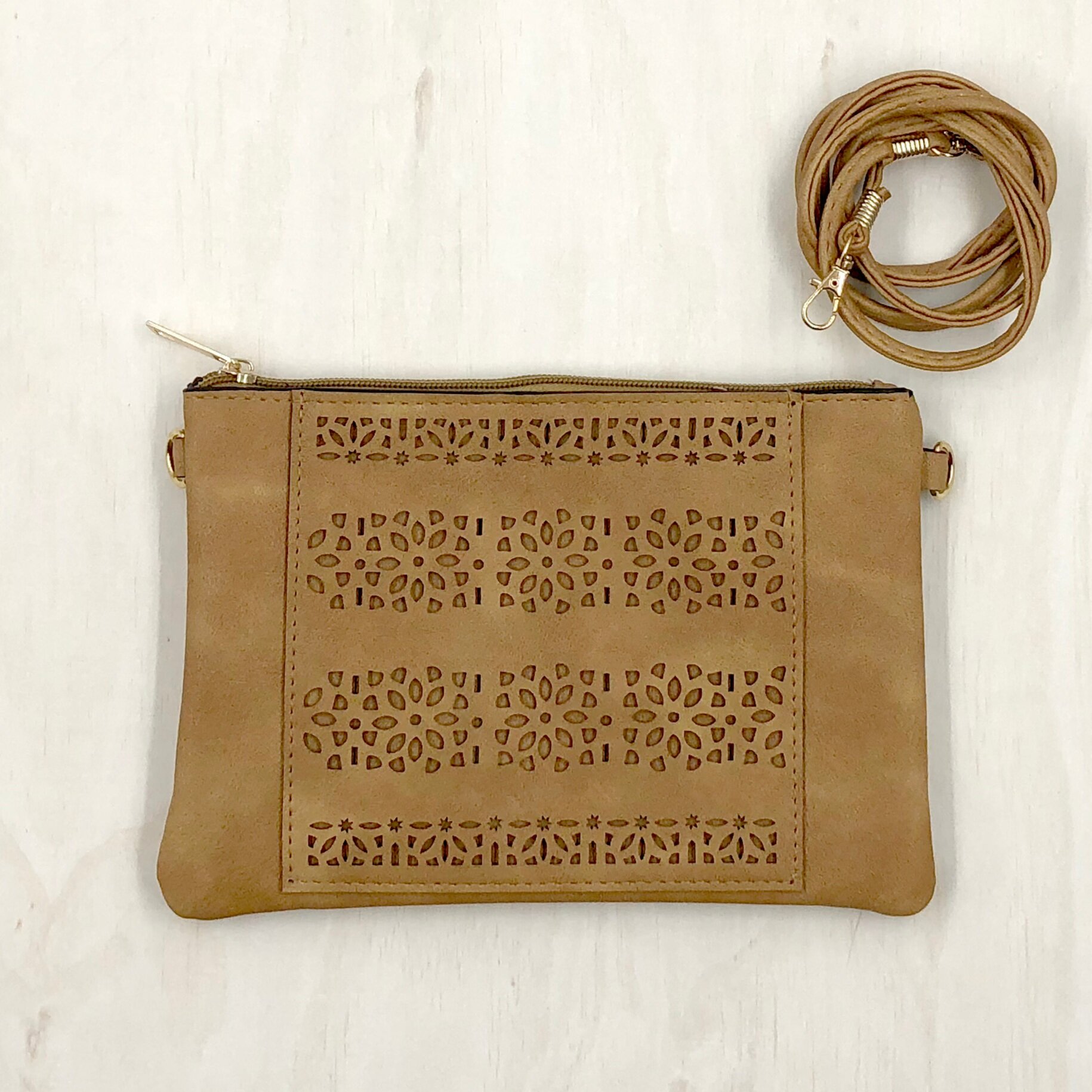 Tan PU Leather Clutch