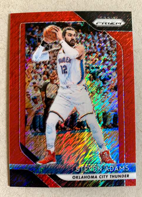Here’s the Steven Adams Red Shimmer parallel from box #2. This parallel is one of 3 that are exclusive to FOTL boxes which are each serial numbered out of 7.