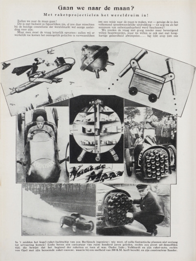 'Gaan we naar de maan?', artikel uit Weekblad Het Leven uit 1930. 'Are we going to the moon?', Article from magazine Het Leven, 1930.