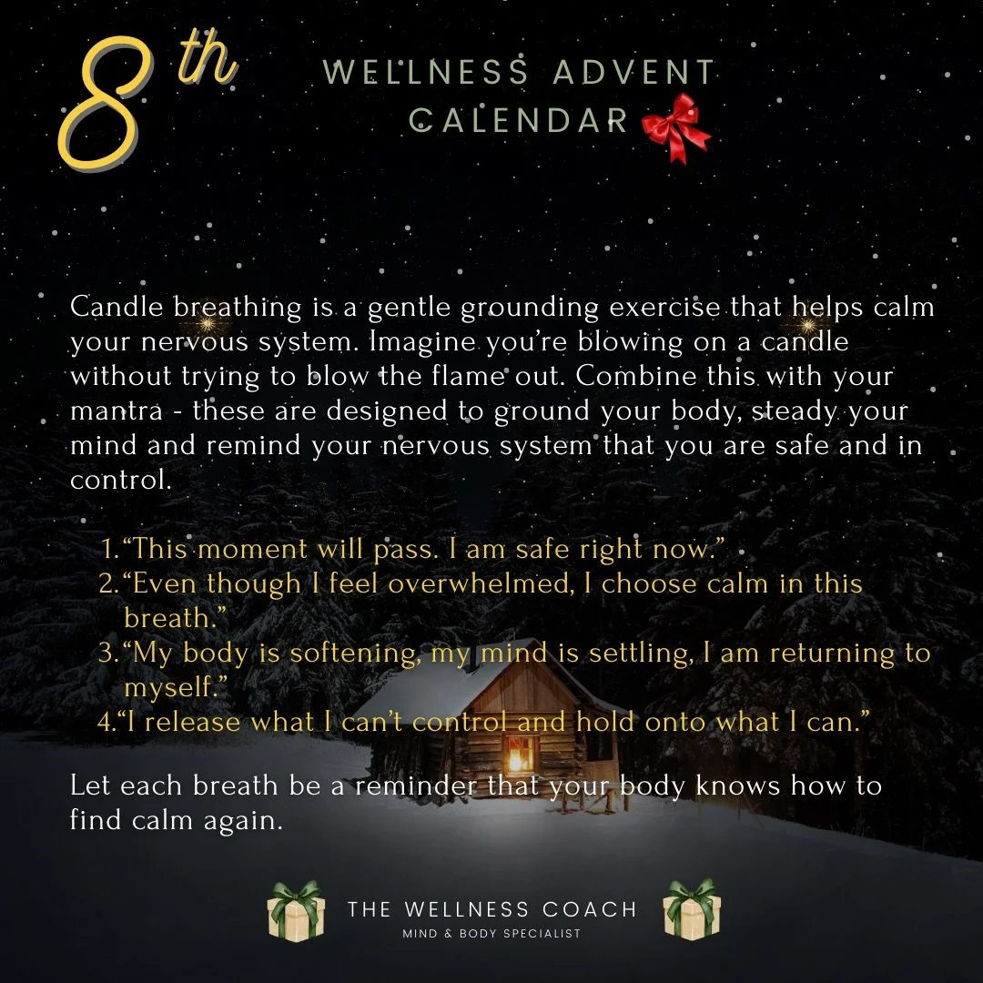 Hello and happy Advent Day 8! 🎄 I&rsquo;m sharing daily mind &amp; body guidance around health, trauma healing, anxiety therapy and simple ways to feel good! Enjoy.

#MentalWellbeing #AnxietySupport #TraumaHealing #MindBodyConnection
#HolisticHealth