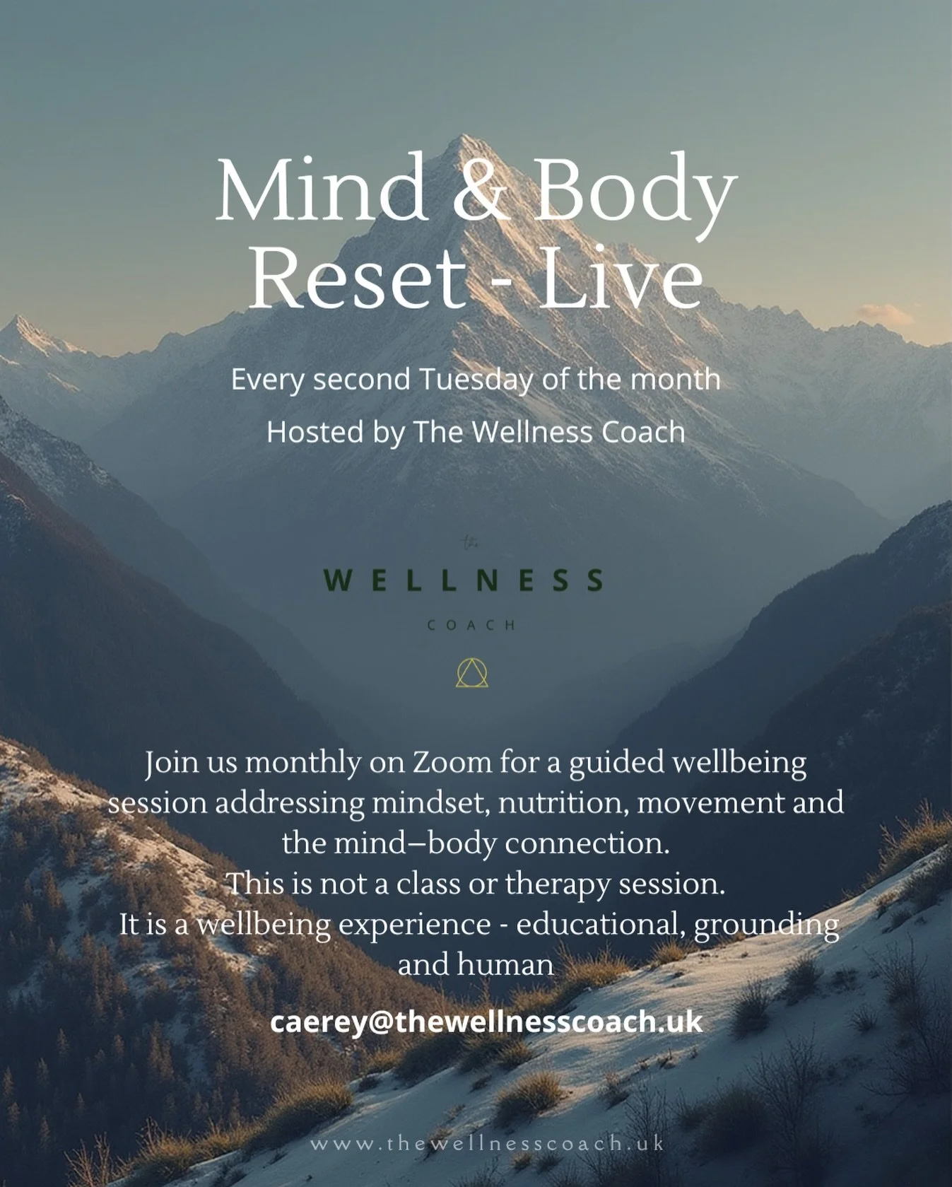 ✨ Introducing: Mind &amp; Body Reset &ndash; Live!✨

I&rsquo;m really excited to be launching a brand new monthly guided wellbeing group session - a calm, safe and supportive space to pause, reset and feel empowered for your next step.

Join us on Zo
