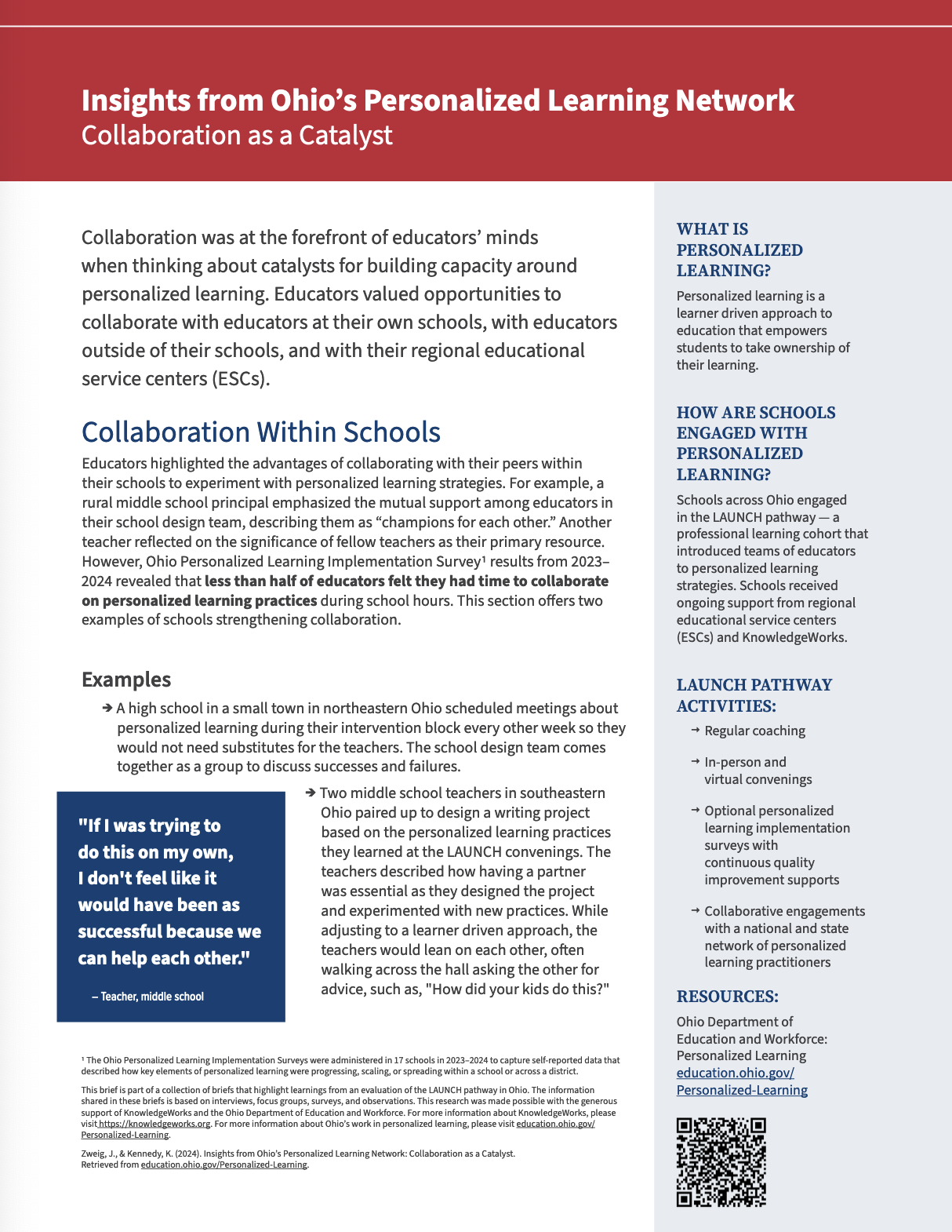 Insights from Ohio's Personalized Learning Network: Collaboration as a Catalyst