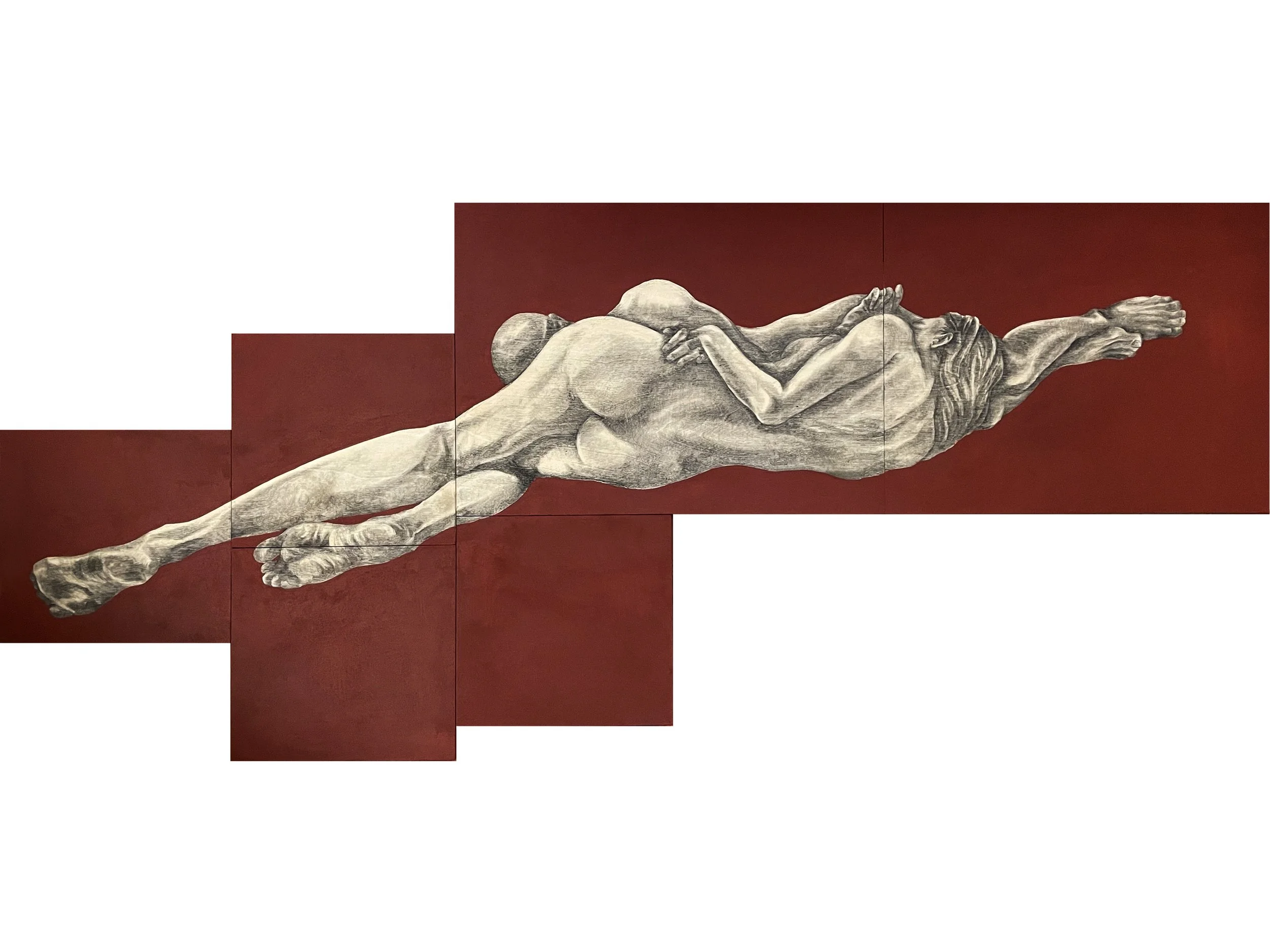 U & I : ROSA BACARRA  (1850mm x 790mm approx. Mixed media on wood)