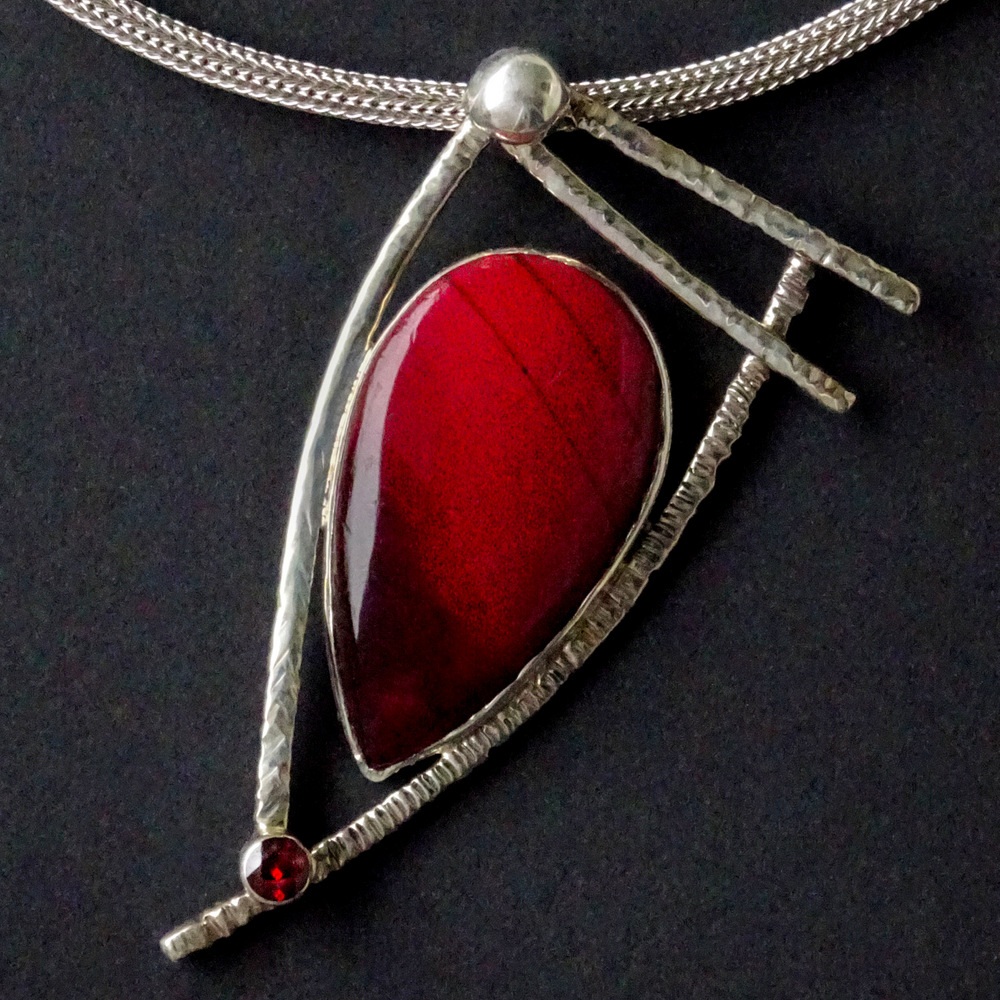 08- Handcrafted Silver Necklace with Deep Red Stone and Garnet Accent, Sylvia McCollum-005.JPG