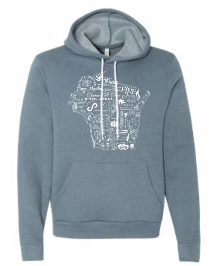 Wineries of Wisconsin long sleeve hoodie