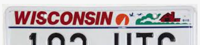 The sun, sail and bird images from Wisconsin’s license plate.