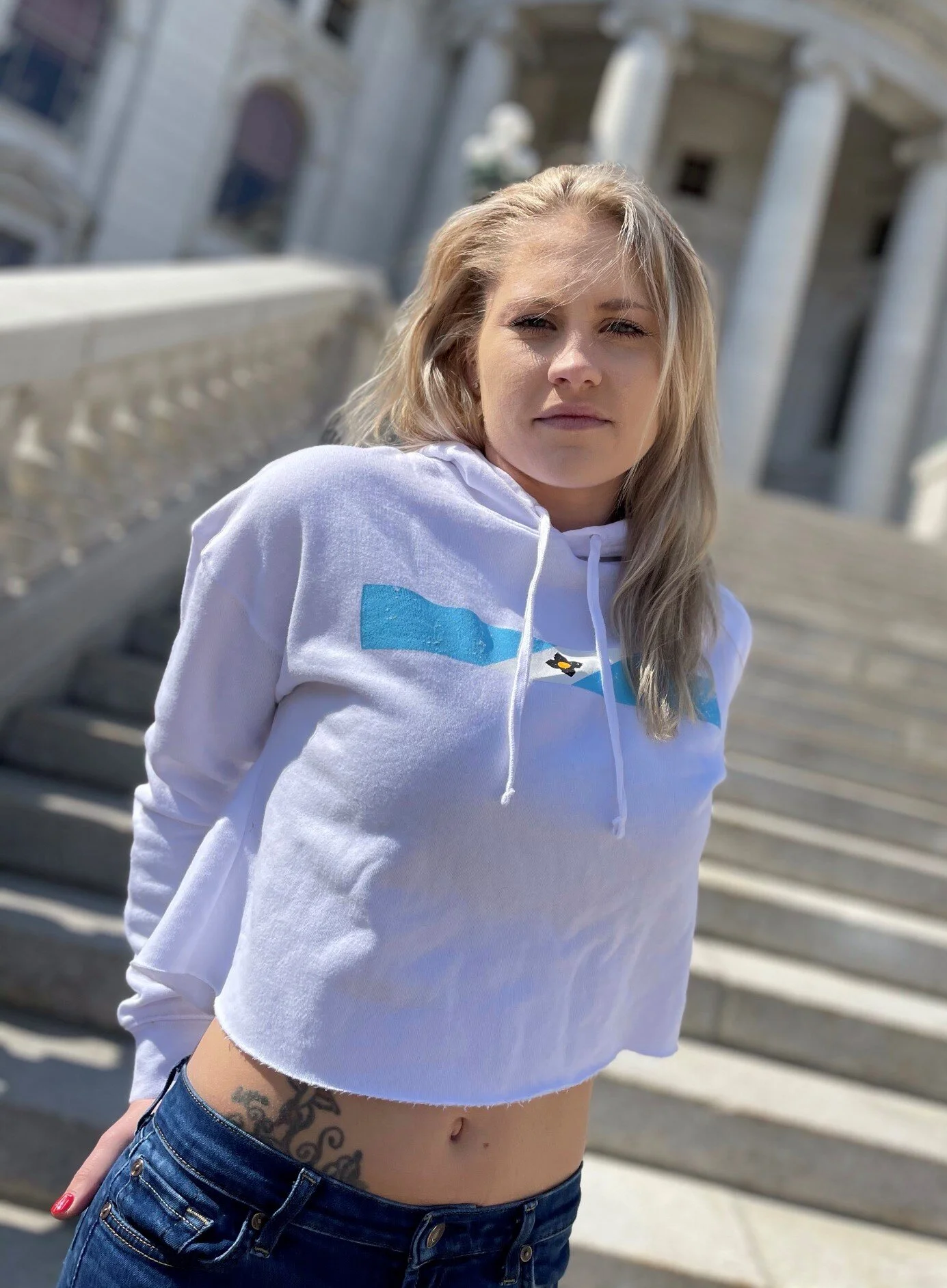 Madison Flag Cropped Hoodie