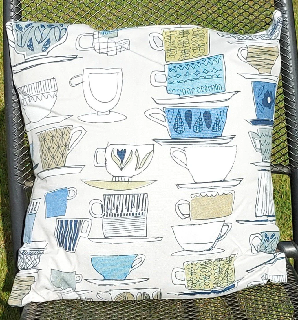 Prestigious Cups and Saucers Fabric Cushion handmade by Ribbon Designs.jpg