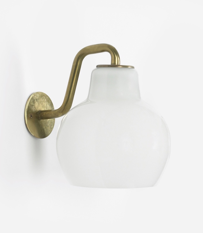 Vilhelm Lauritzen Single Sconces in Matte Milk Glass, Denmark circa 1955 One pair available RESERVED