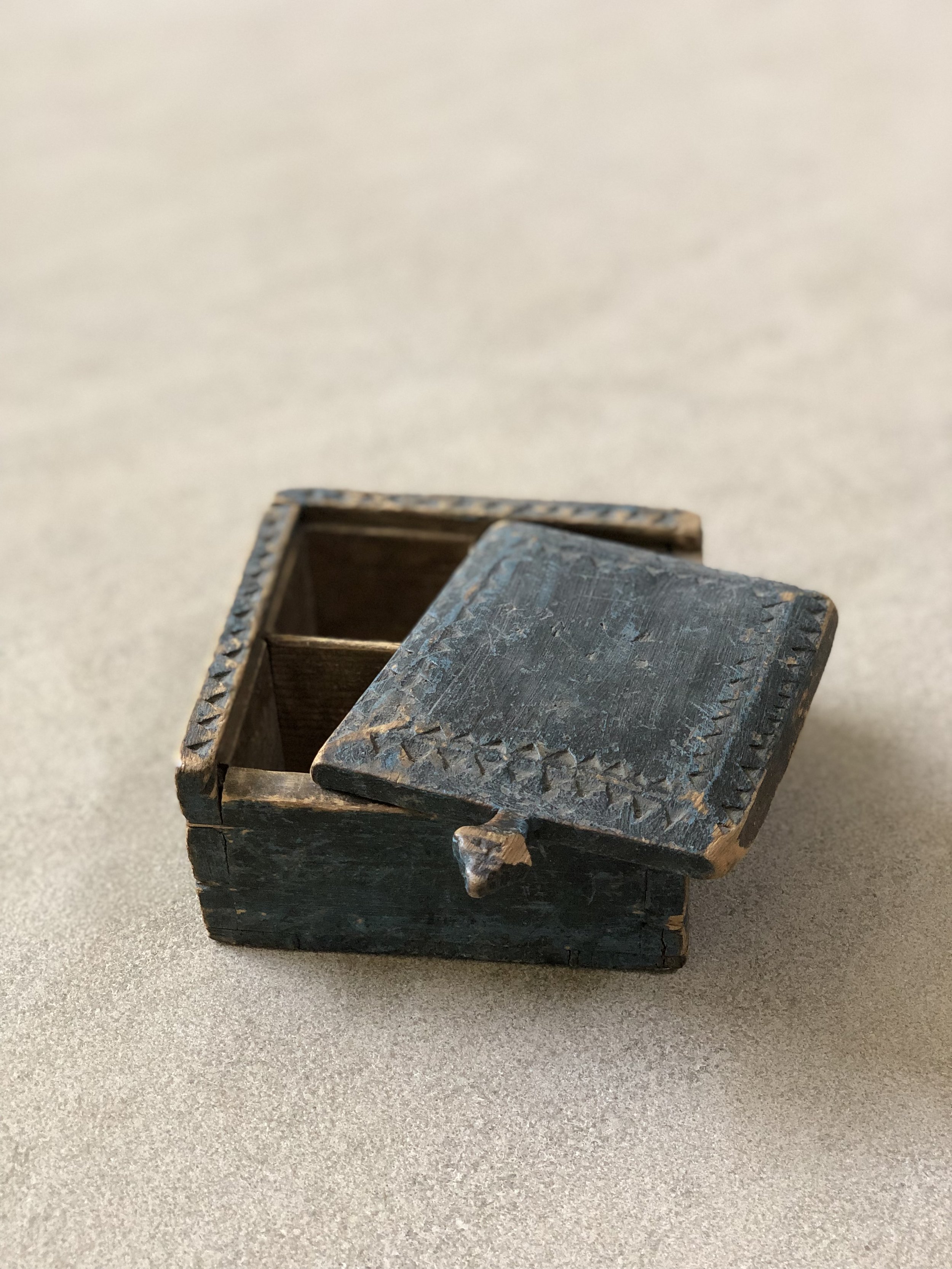 Spice Box with Original Paint and Patina, Sweden 1760-1780 4 3/4 x 4 3/4 x 2 1/4 inches RESERVED