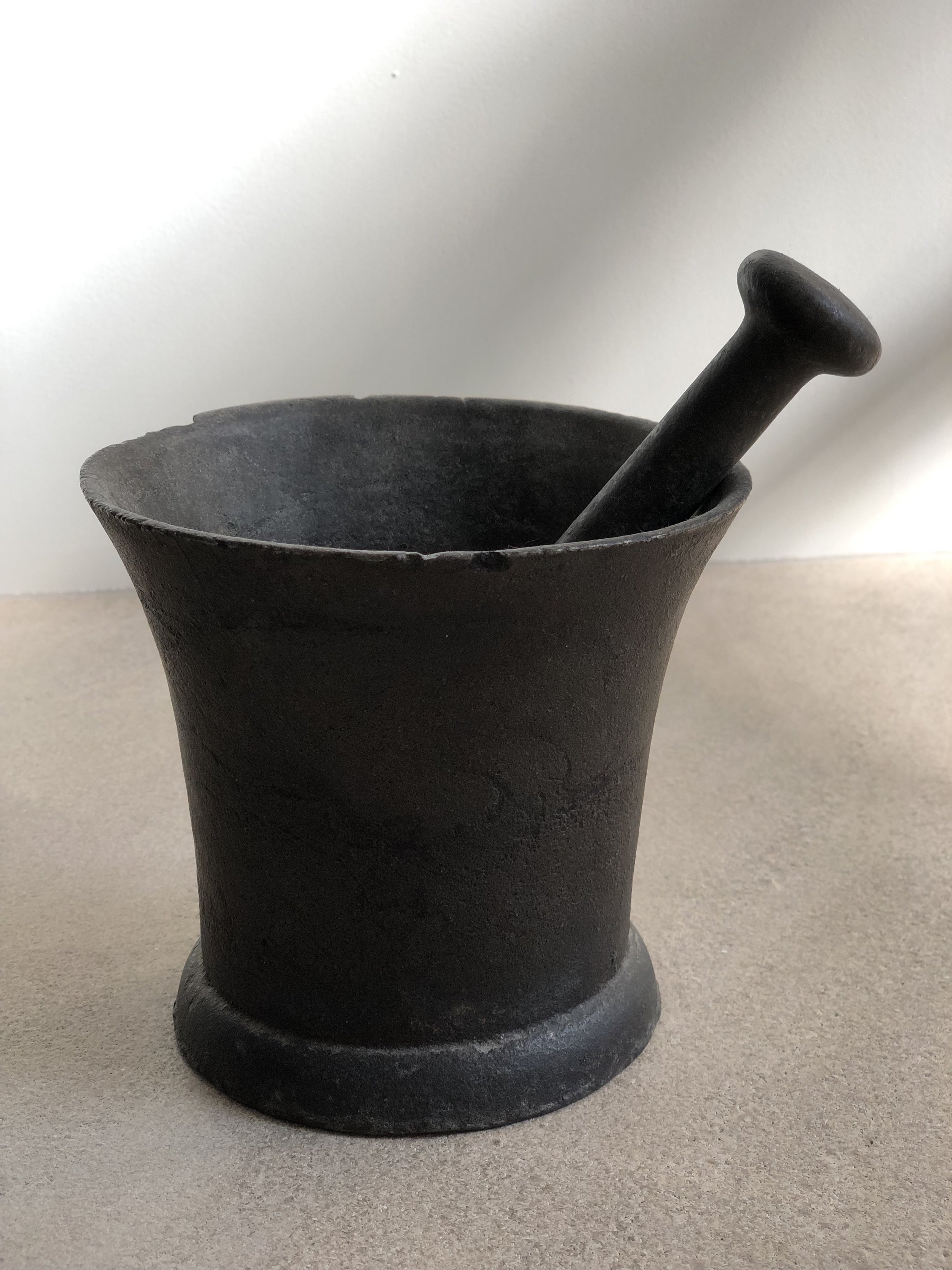 Antique Swedish Mortar and Pestle in iron, Early 19th Century