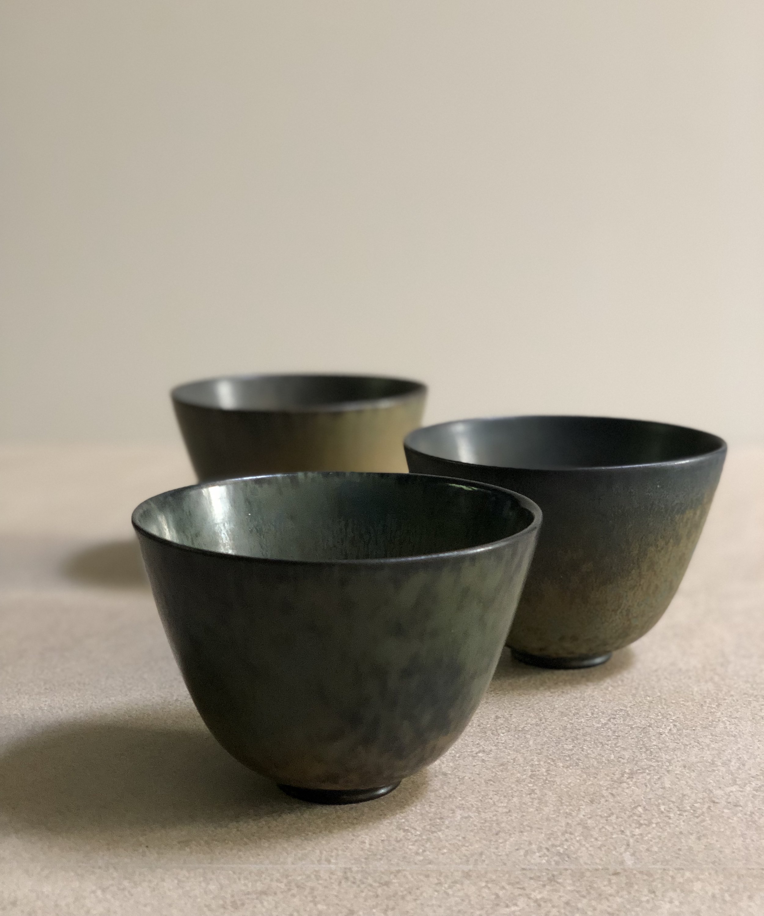Three Bowls by Gunnar Nylund, Sweden 1950s 5 inches wide and 3 1/2 inches tall (two available)