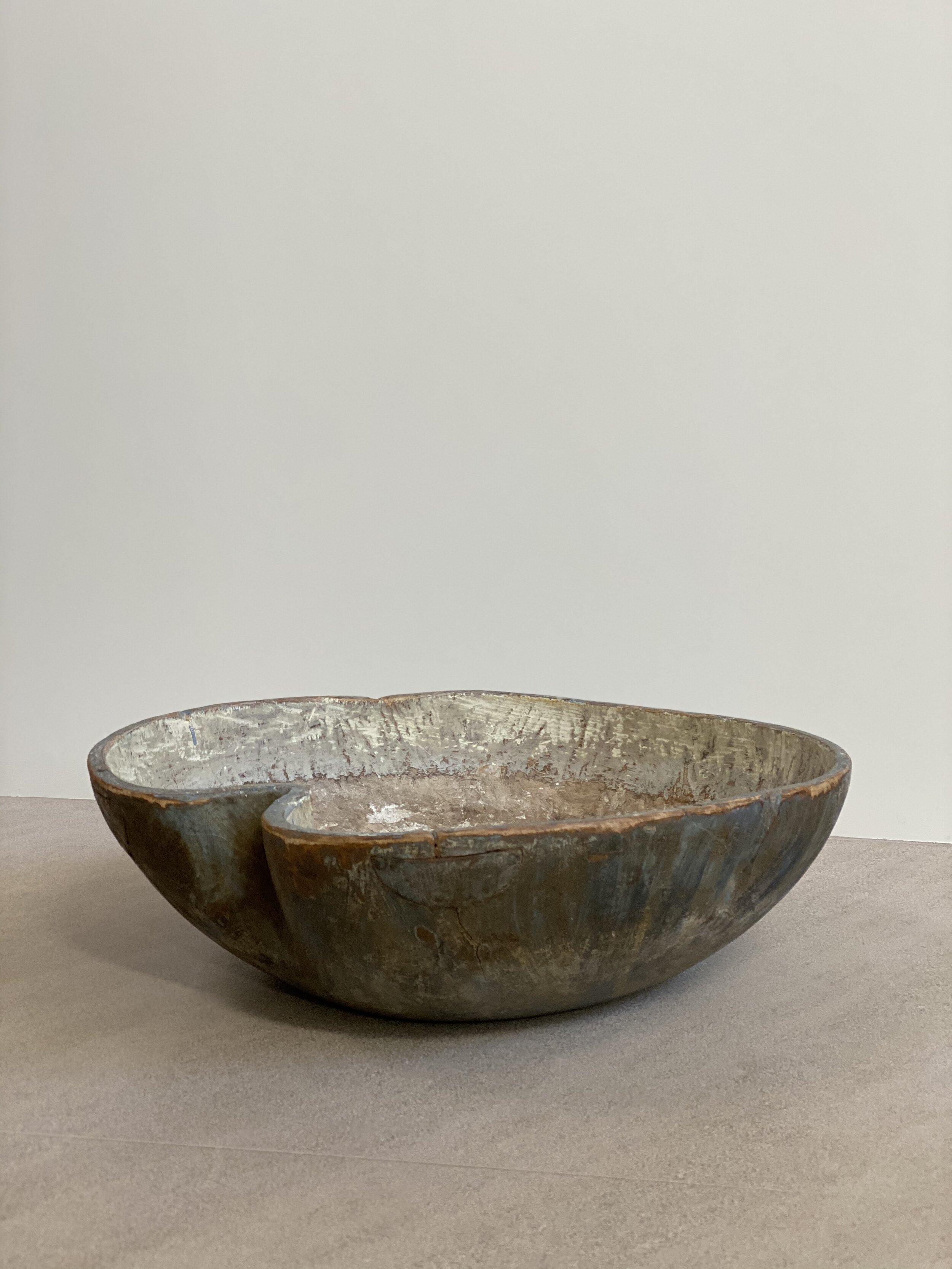 Extraordinary, Large Swedish Heart Shaped Bowl w/ Original Blue Paint from Medelpad, c. 1800 18 inches diameter RESERVED