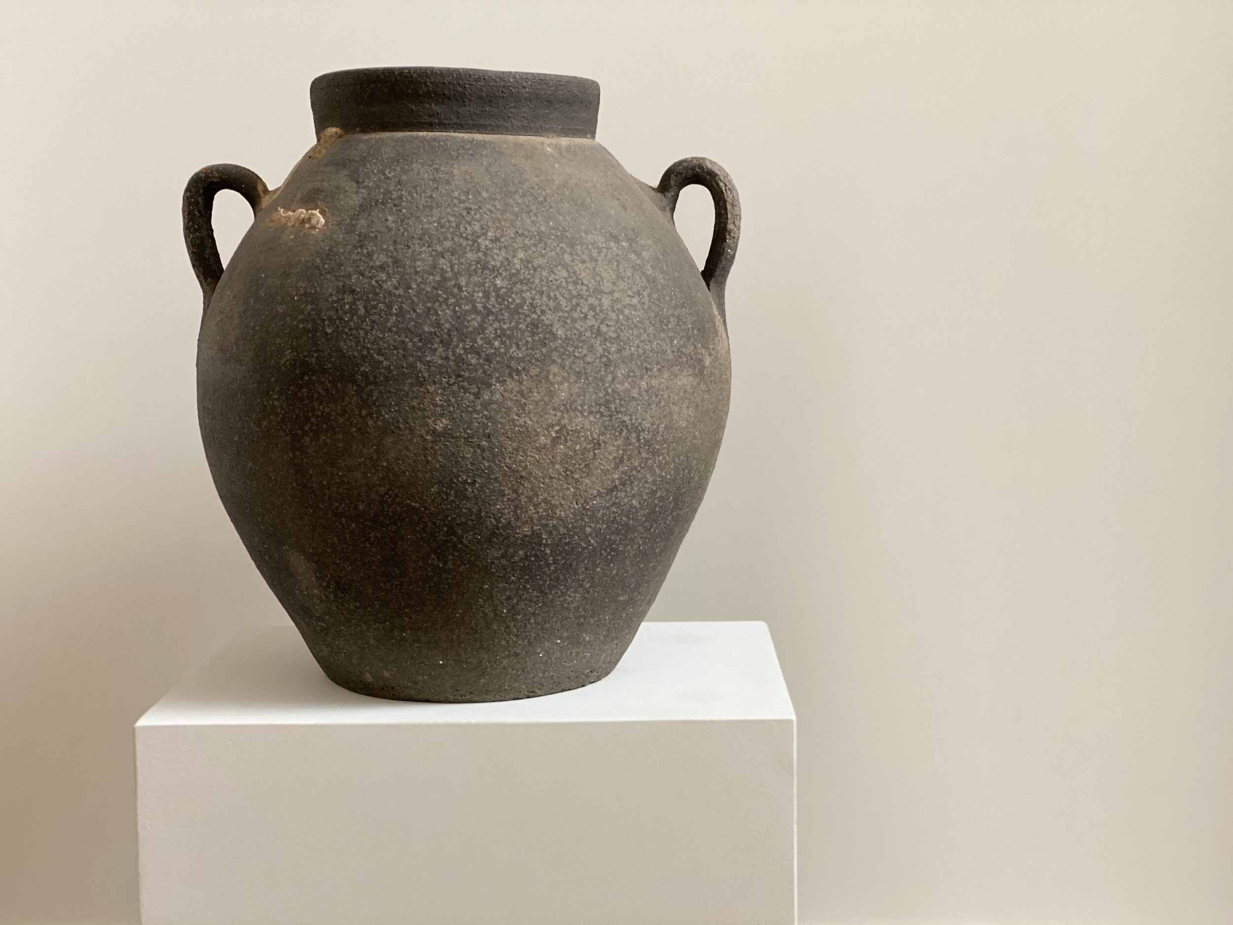 Large Spanish Ceramic Pot, c 1780 17 inches tall x 15 inches wide