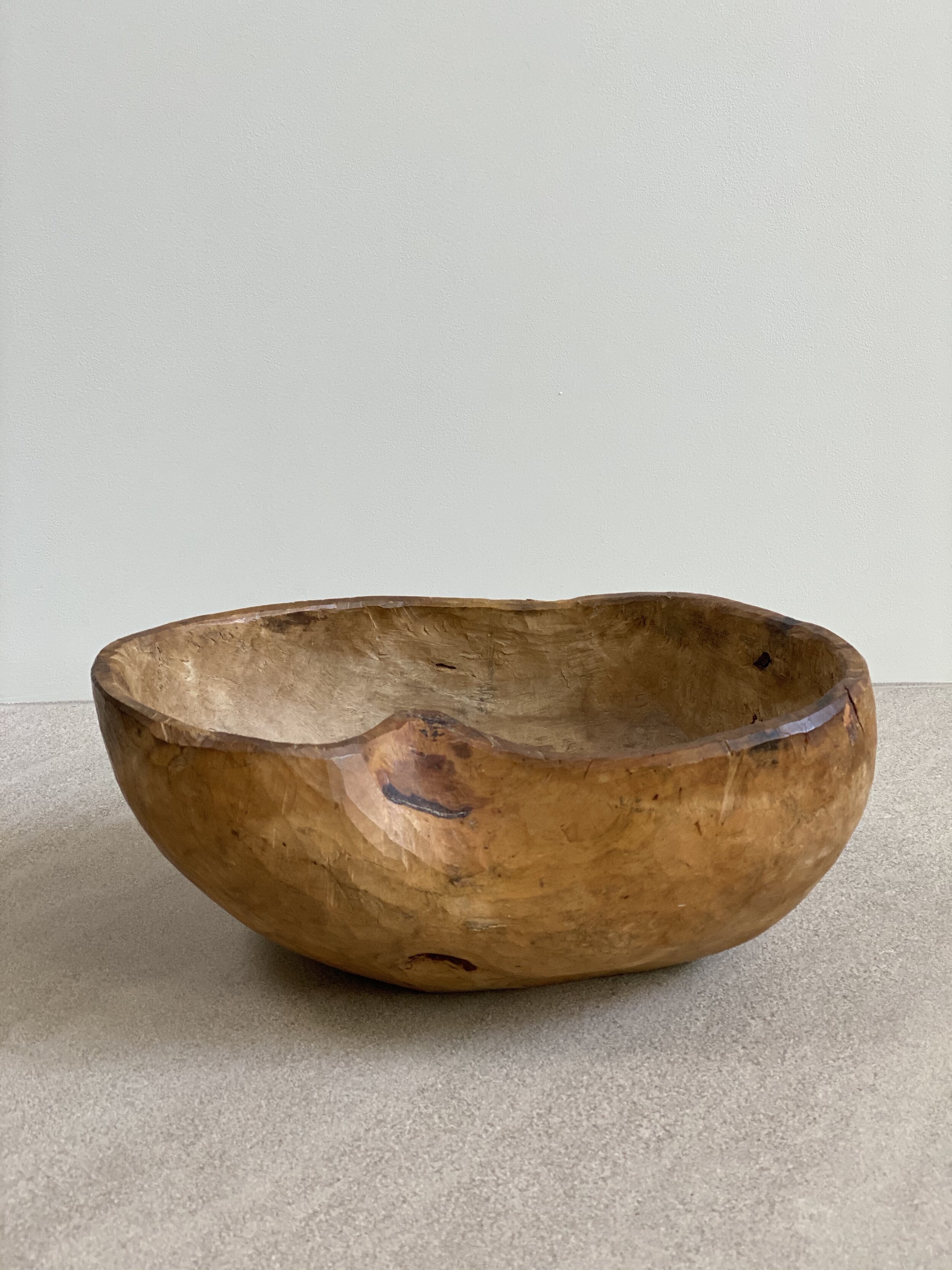 Rare Heart-Shaped Root Bowl, Sweden C. 1800 13 x 5 1/2 x 9 inches