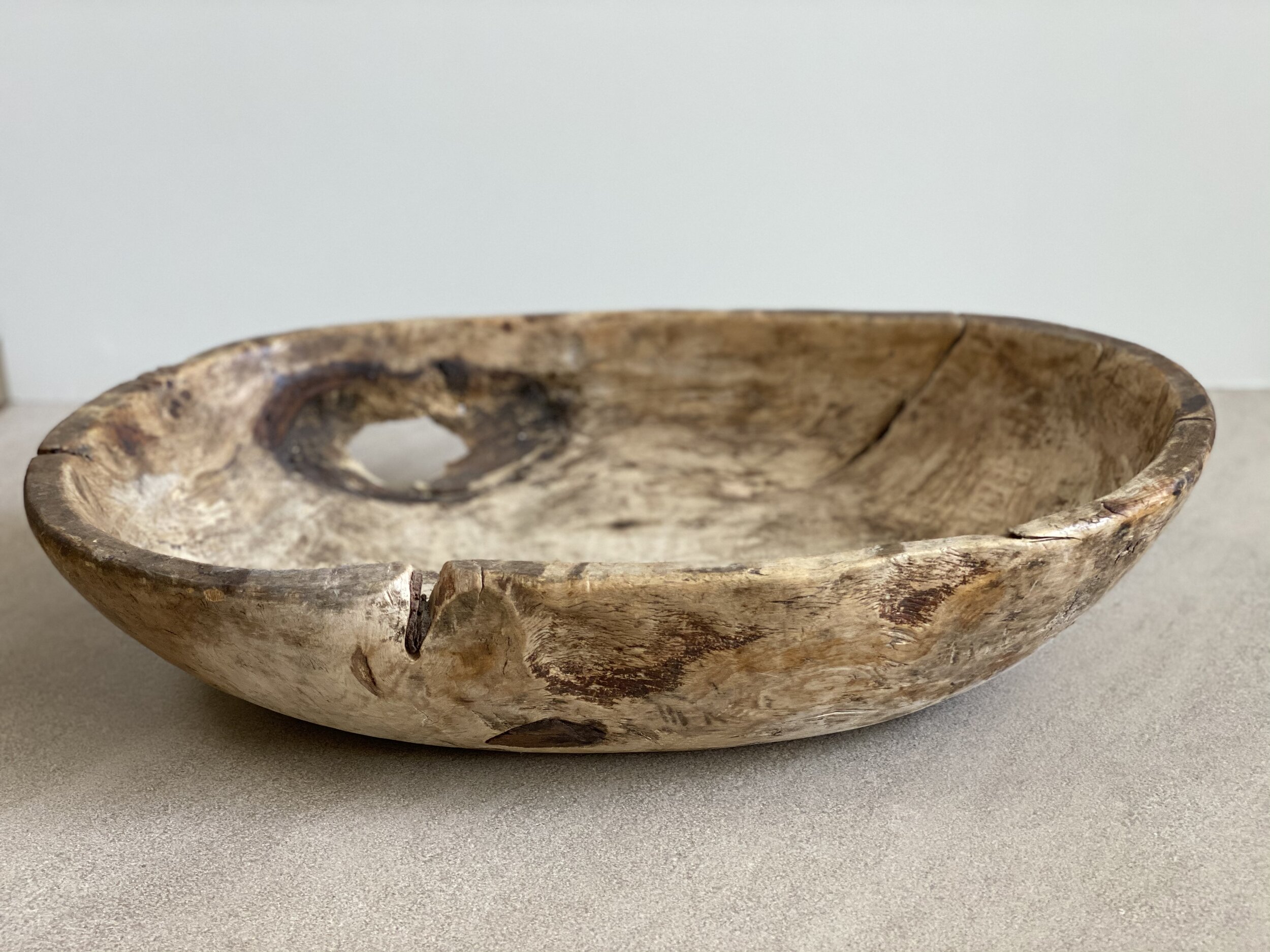 Large Swedish Root Bowl, circa 1800 22 x 15 inches