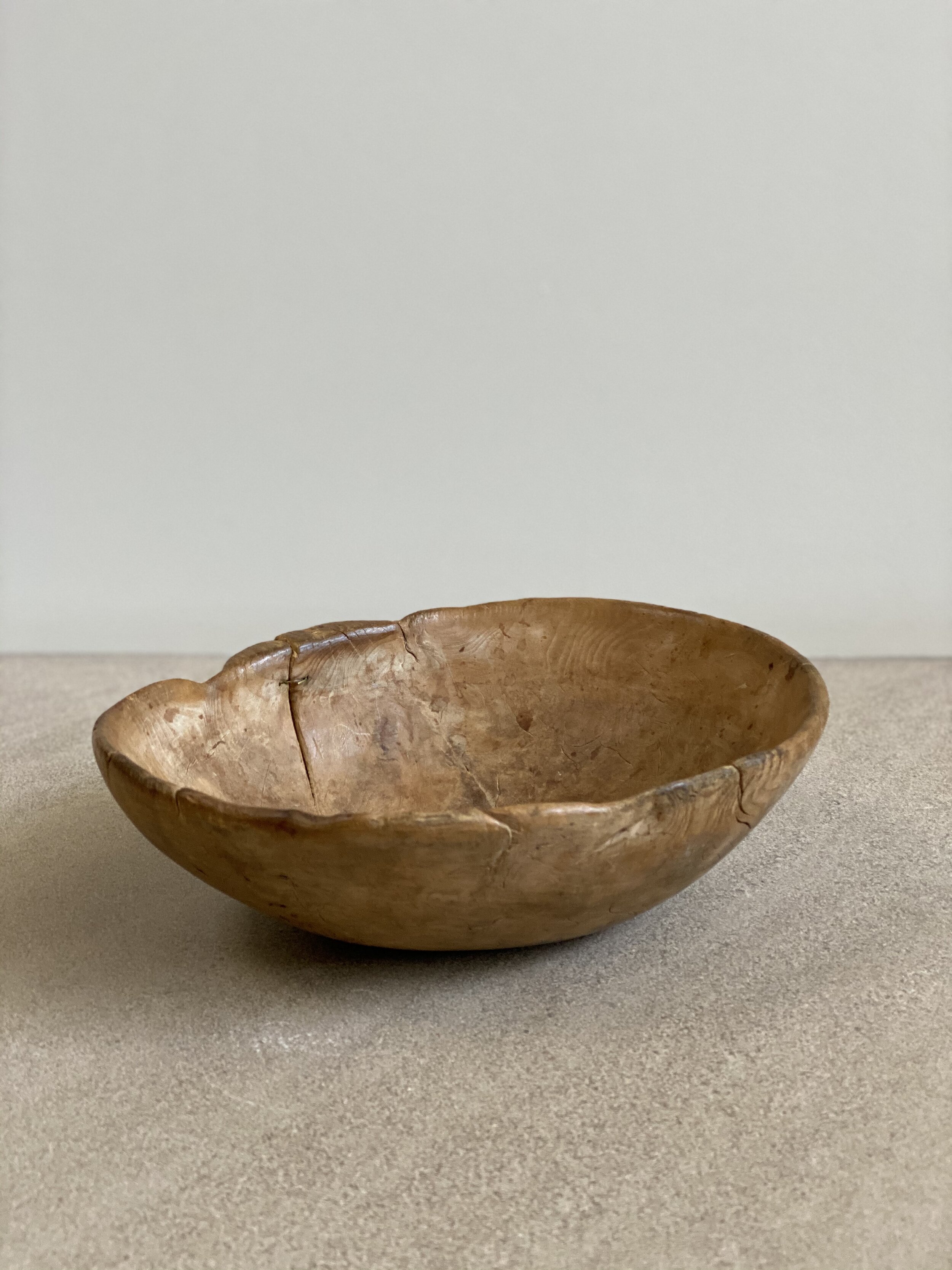 Swedish Root Bowl with old repair, C 1800 10 1/2 x 8 1/2 x 3 inches