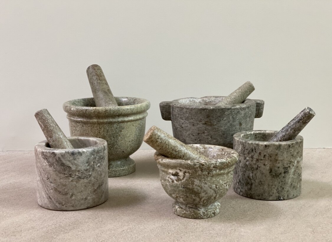 Swedish Marble Mortar and Pestles, 19th Century 4 - 6 inches tall