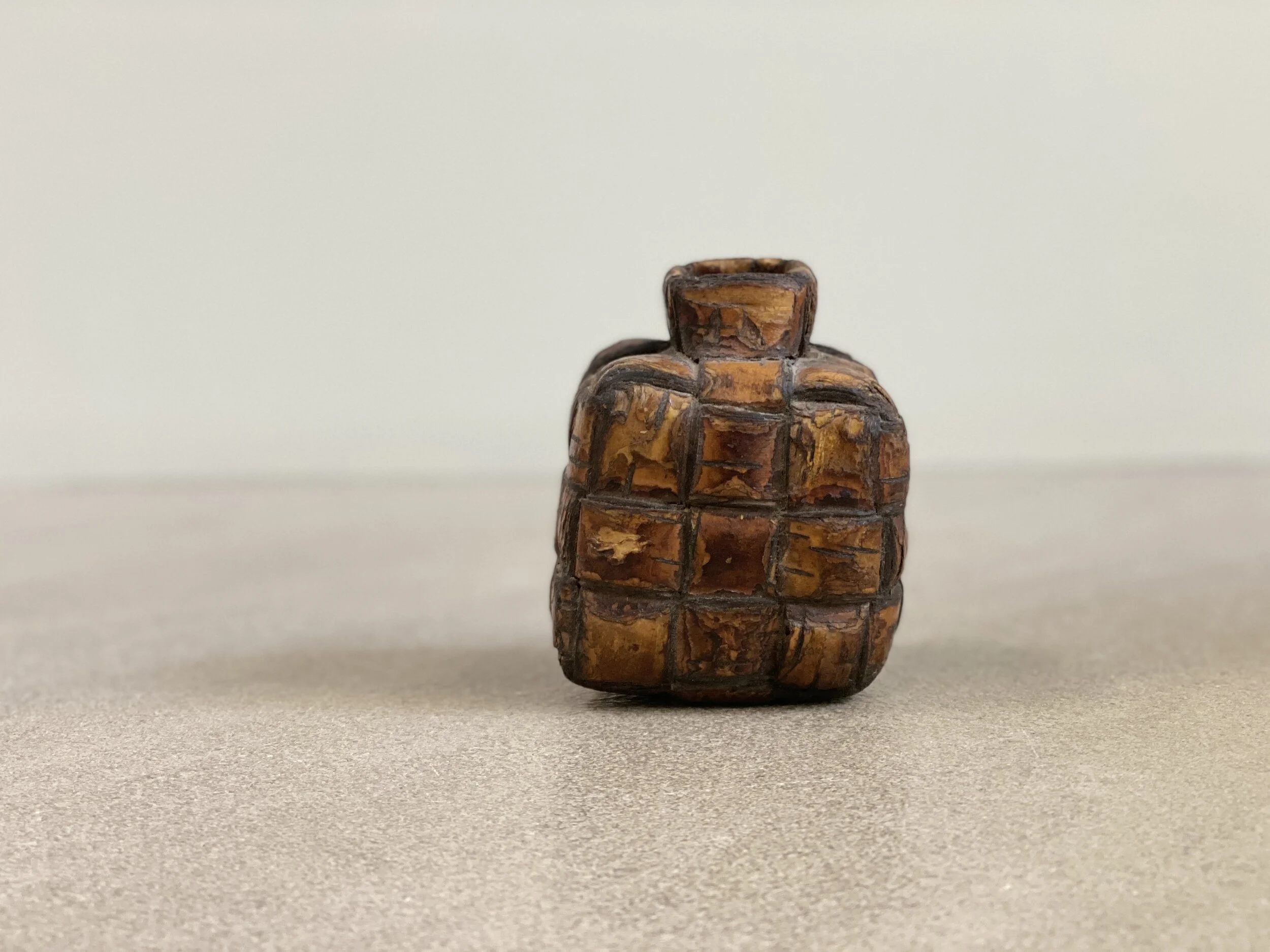Swedish Salt Container in Birch Bark, c 1800 3 1/2 x 3 inches